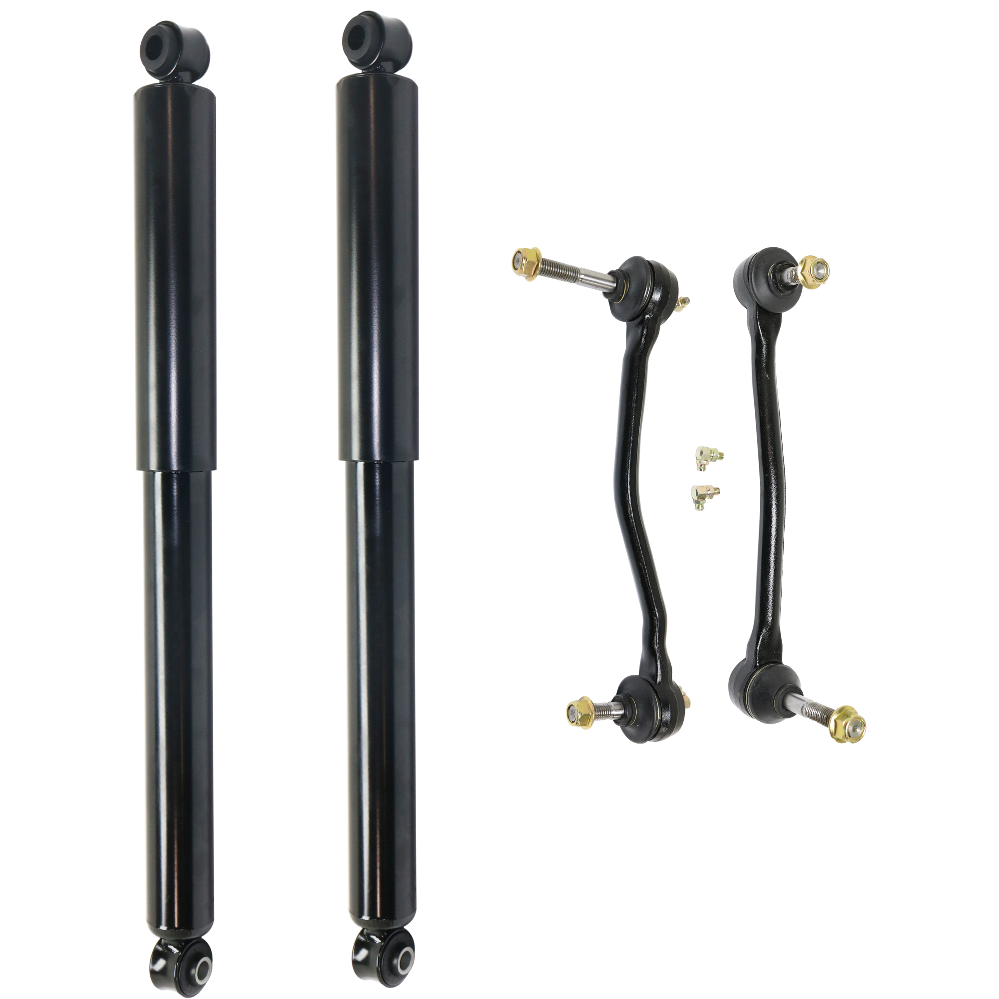 AM F 450 SUPER DUTY F 550 SUPER DUTY 00-04 FRONT SHOCK RH AND LH Gas Charged Monotube 4 pc Kit with Sway Bar Link SKU KIT 070224 C475 OEM E7TZ18124B 1880274-2651631-545