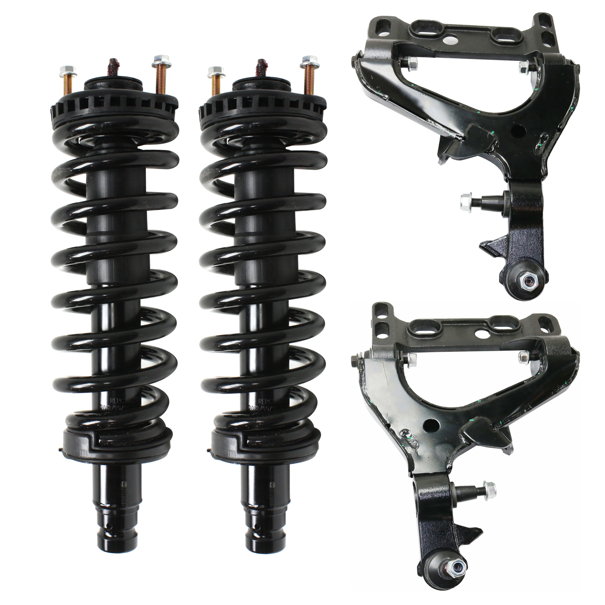 AM TRAILBLAZER 04-07 FRONT CONTROL ARM RH AND LH Outer Lower 4 pc Kit with Loaded Strut SKU KIT 070224 C479 OEM 19133555-19133556-15098725-150