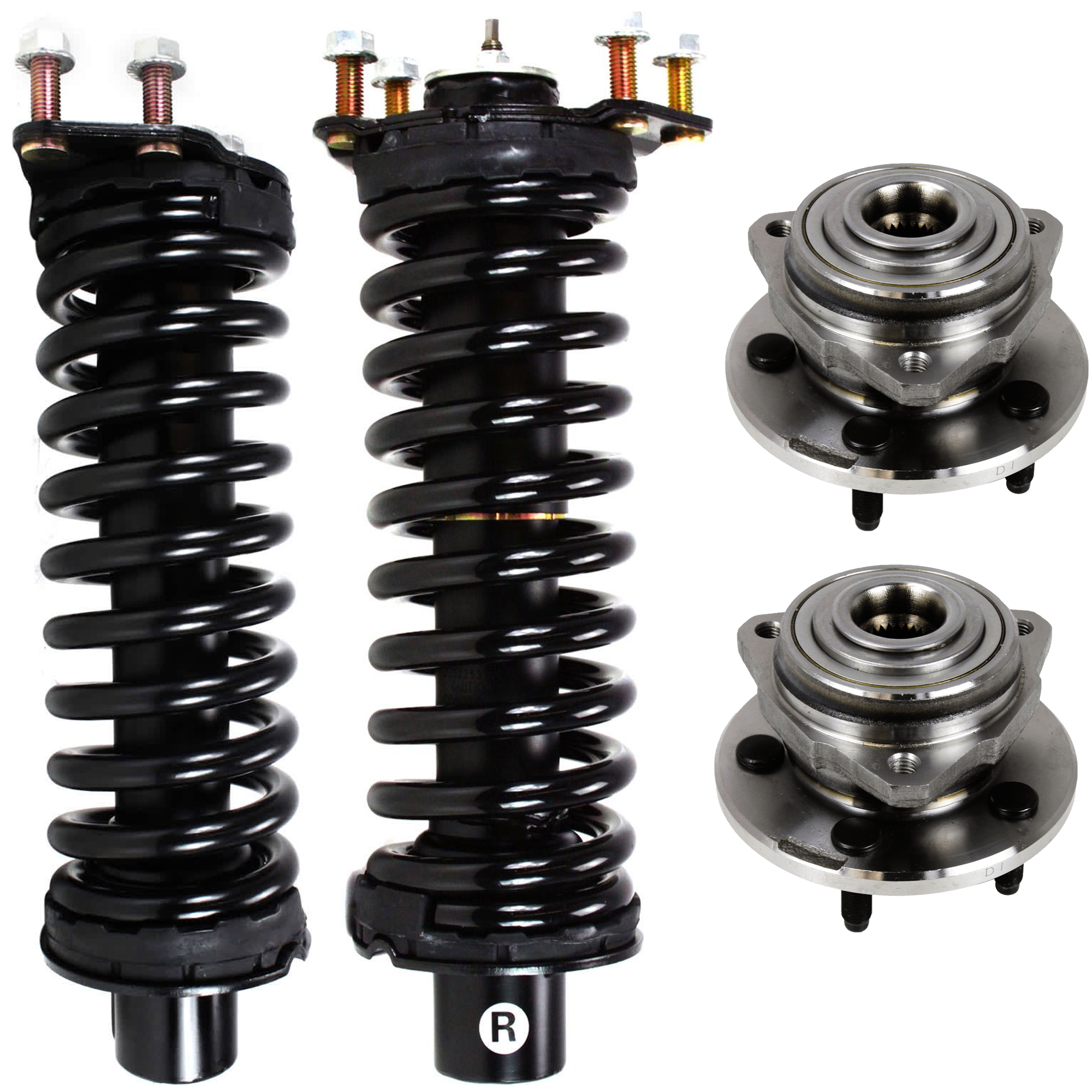 AM LIBERTY 02-05 FRONT FULLY LOADED STRUT RH AND LH 4 pc Kit with Wheel Hub SKU KIT 070224 C491 OEM 52088650AC 52088650AF 713178-7