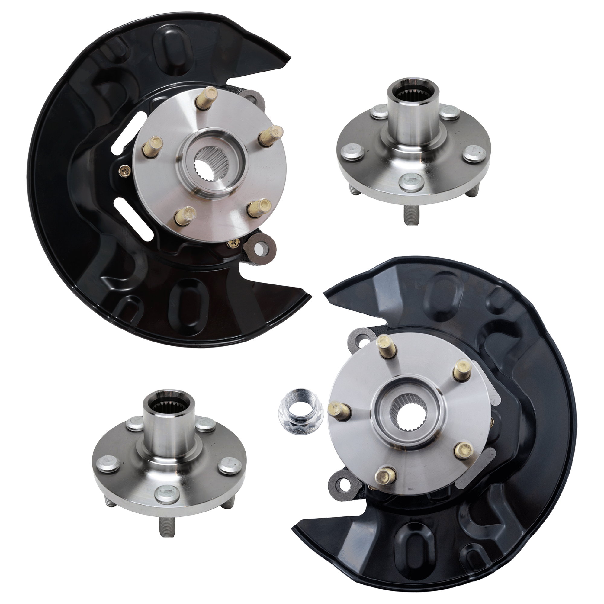 AM COROLLA 03-08 FRONT KNUCKLE RH AND LH 4 pc Kit Steering with Wheel Hub SKU KIT 070224 C595 OEM 510070-9690700-4321219015-4350