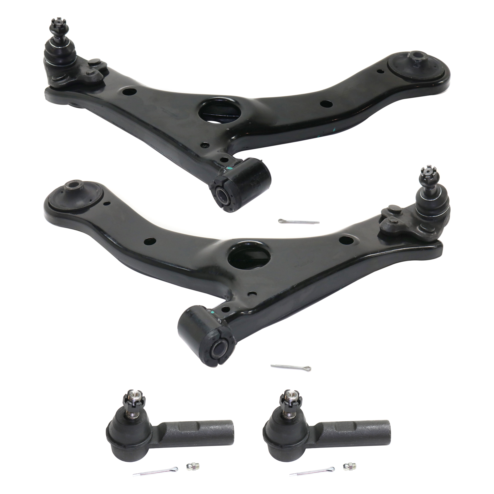 AM COROLLA 13-19 FRONT CONTROL ARM RH AND LH Lower 4 pc kit with Tie Rod End SKU KIT 070224 C598 Partslink TO4522101 OEM 4806802300-4806902300-45046096