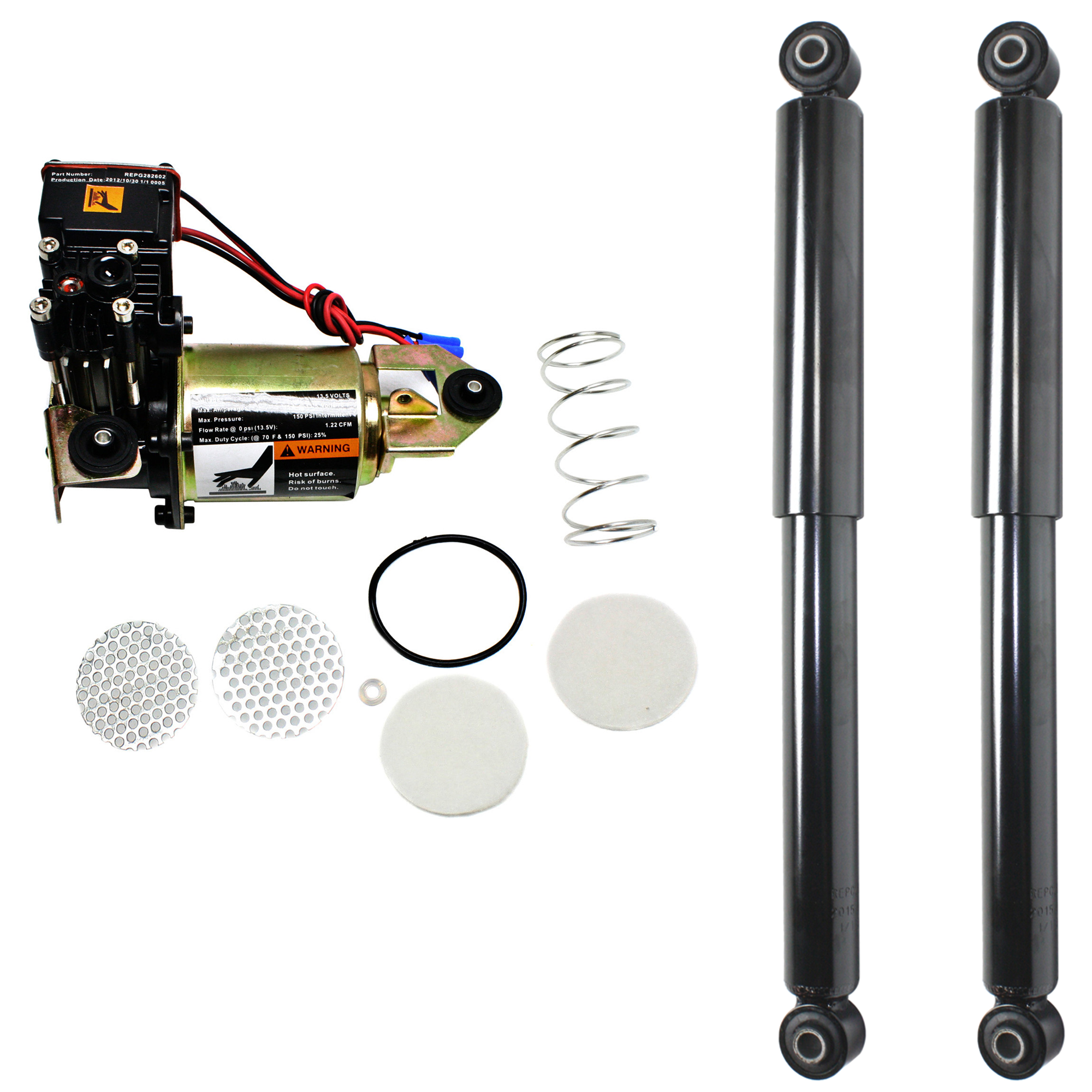AM AVALANCHE 07-13 REAR AIR SUSPENSION COMPRESSOR 3 pc kit with Shock Absorber and Strut Assembly SKU KIT 070224 C638 OEM 15810161-15935562