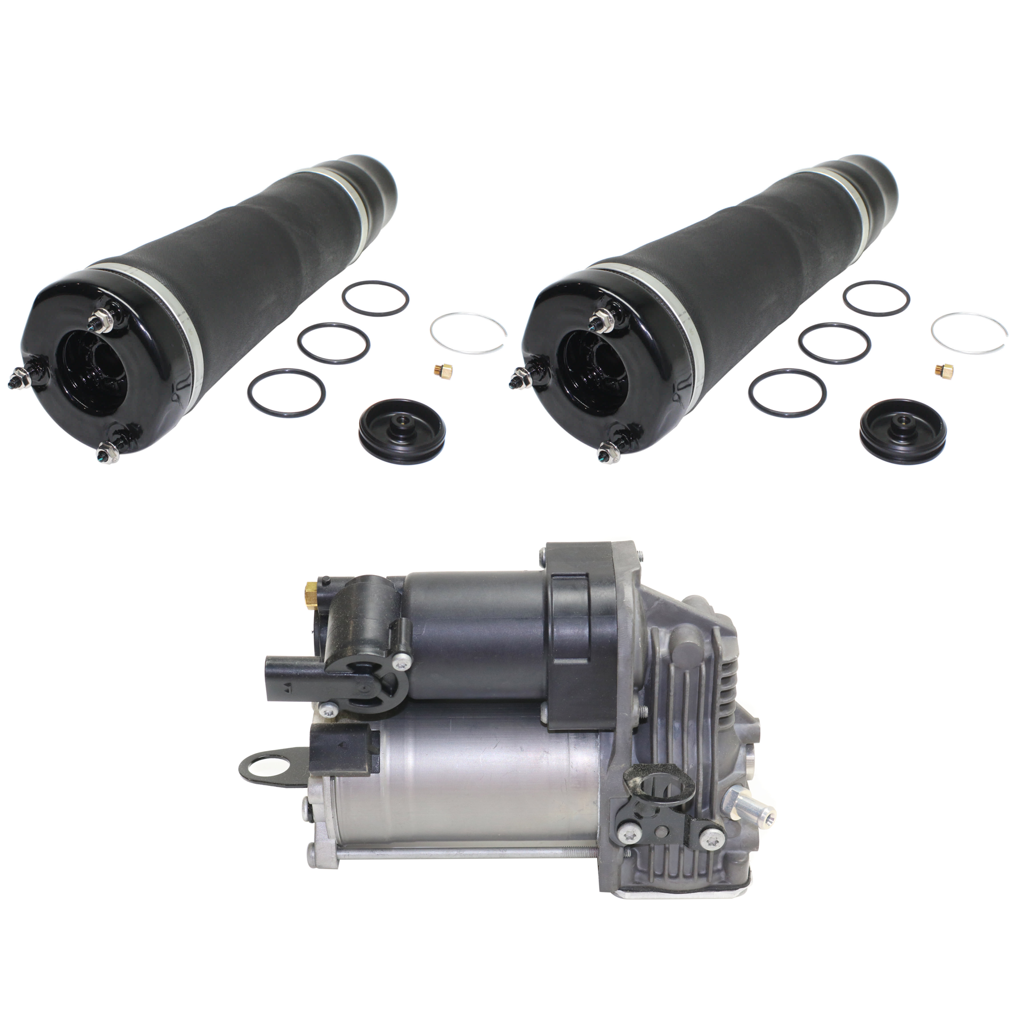 AM GL320-07-09 AIR SUSPENSION COMPRESSOR 3 pc Kit SKU KIT 070224 C643 OEM 1643201204-1643201213-16432043
