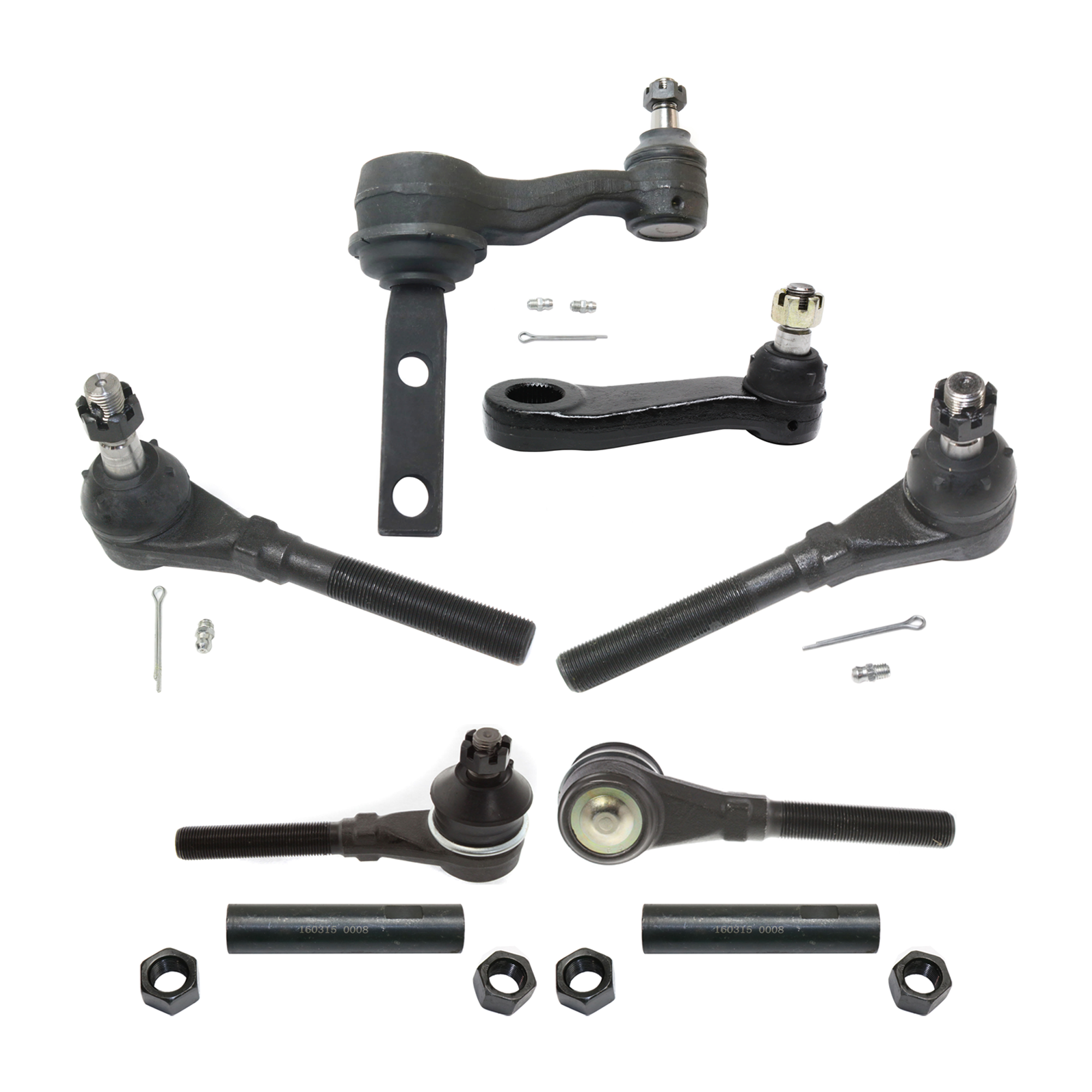 AM F SERIES 97-04 FRONT IDLER ARM 8 pc Kit with Pitman Arm Tie Rod Adjusting Sleeve and Tie Rod End SKU KIT 070224 C80 OEM 190150-985502-2681666-44510