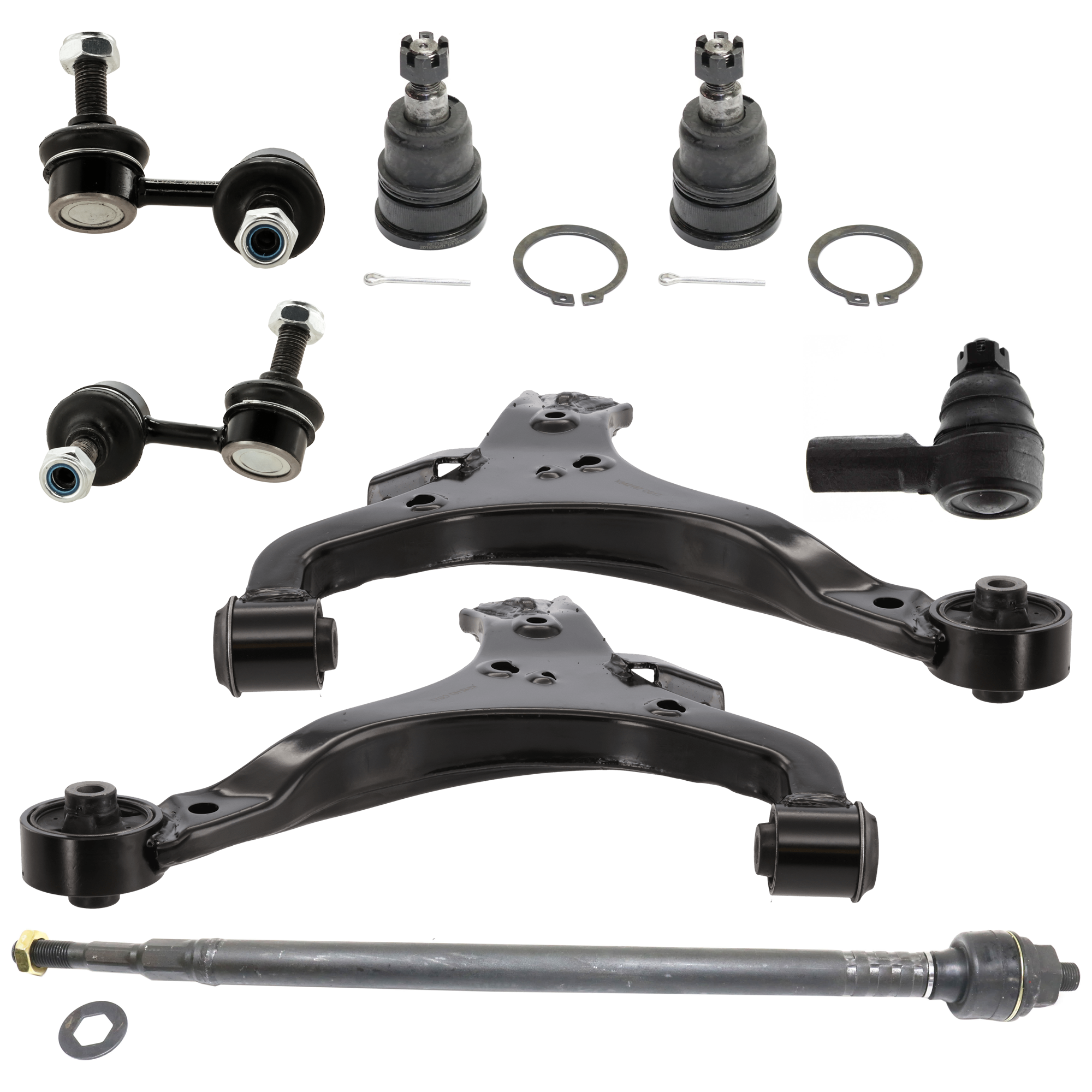 AM CIVIC 02-05 FRONT CONTROL ARM RH AND LH Lower 8 pc Kit with Ball Joint Sway Bar Link and Tie Rod End SKU KIT 070224 C86 OEM 51350S5TA00-51350S5TA01-51360S