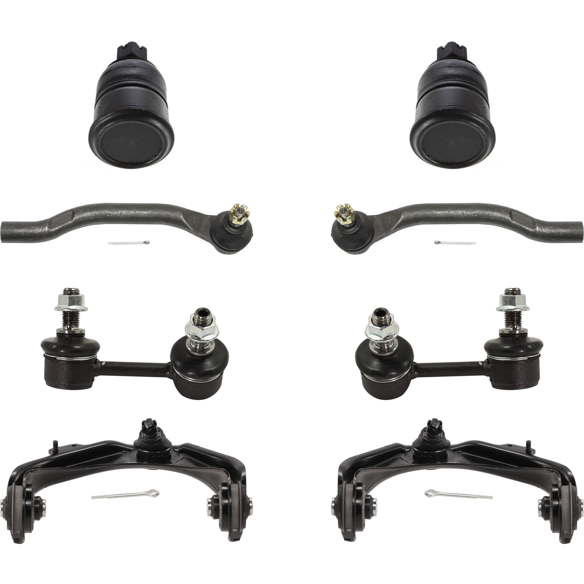 AM ACCORD 98-02 FRONT CONTROL ARM RH AND LH Upper 8 pc Kit with Ball Joint Sway Bar Link and Tie Rod End SKU KIT 070224 C87 OEM 51450S84A01-51450S1AE01-51460S