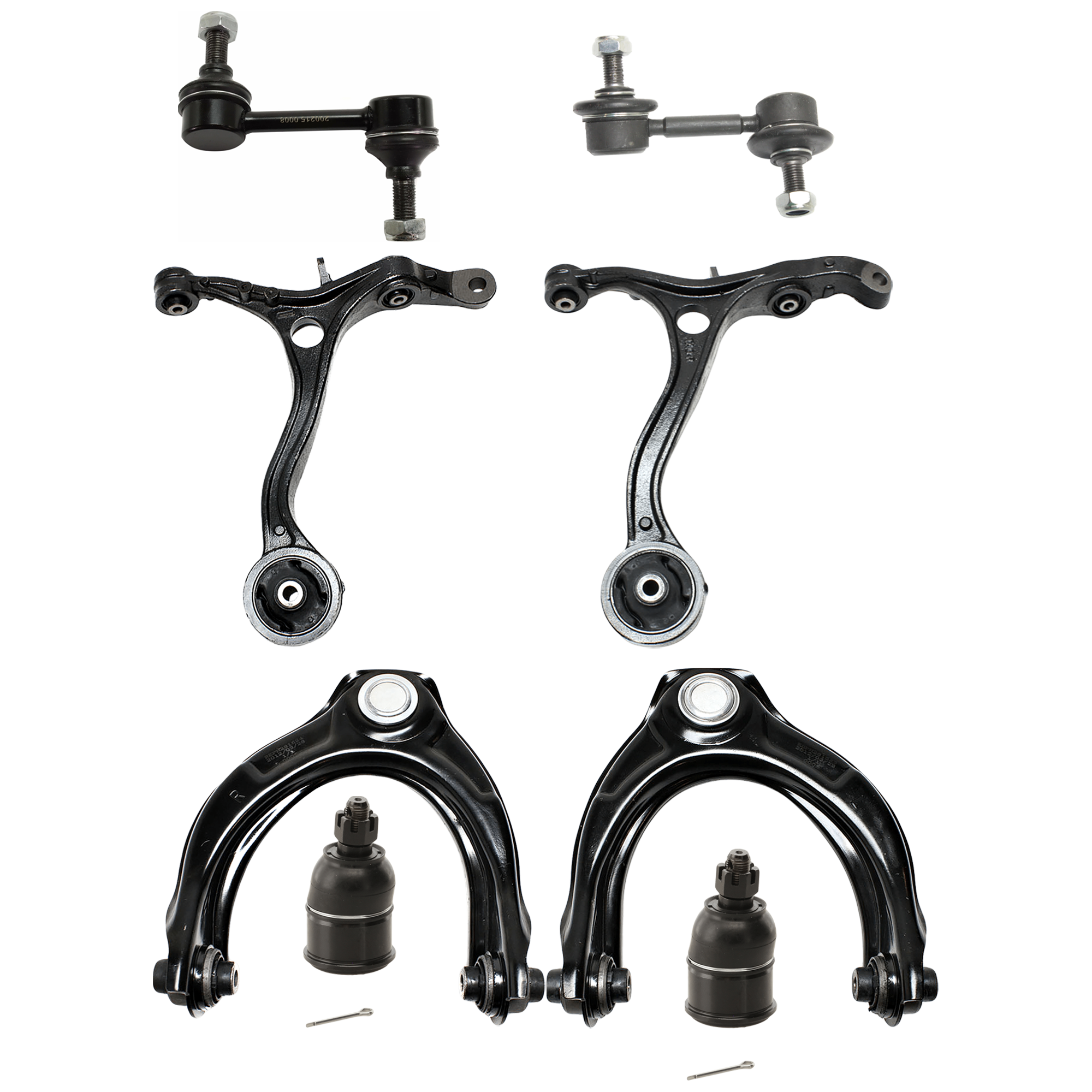 AM ACCORD 08-12 TSX 09-14 FRONT CONTROL ARM RH AND LH Upper and Lower 8 pc Kit with Ball Joint and Sway Bar Link SKU KIT 070224 C88 OEM 51350TA0A00-51350TE1A00-51350T