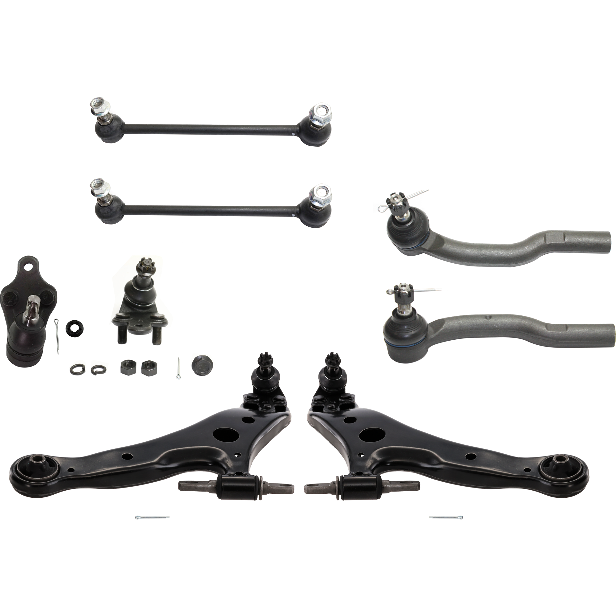 AM CAMRY 07-11 FRONT CONTROL ARM RH AND LH Lower w ball joint s 8 pc kit with Ball Joint Sway Bar Link and Tie Rod End SKU KIT 070224 C90 OEM 1015839-2601652-2601689-505