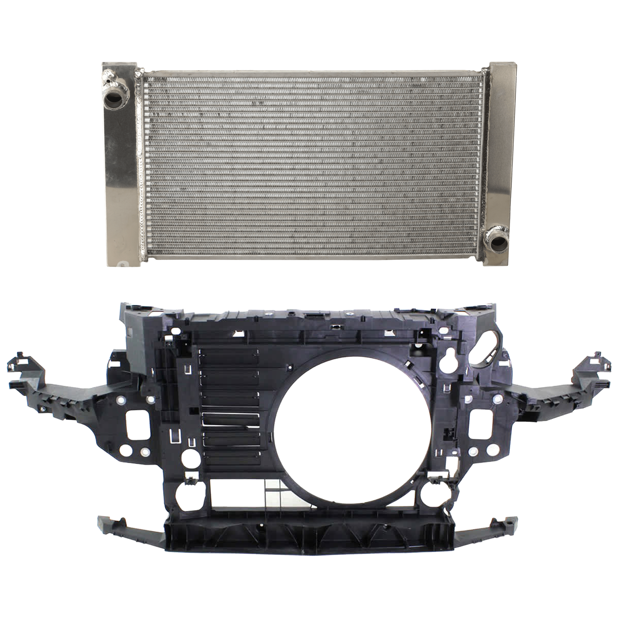AM COOPER COUNTRYMAN 11-16 RADIATOR 2 Piece Kit Plastic Tank S JCW Models with Radiator Support SKU KIT 070325-12 Partslink MC3010104 MC1225108 OEM 17112751276-51649802025