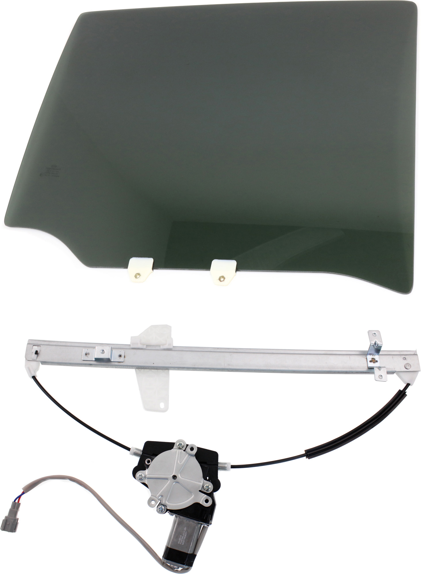 AM ARMADA 05-15 QX56-04-10 REAR WINDOW REGULATOR AND DOOR GLASS LH 2 pc kit Power w Gray Tint Privacy w Motor w Clip SKU KIT 070417-22 OEM 82301ZQ10A FD22145YPYN 82721ZV