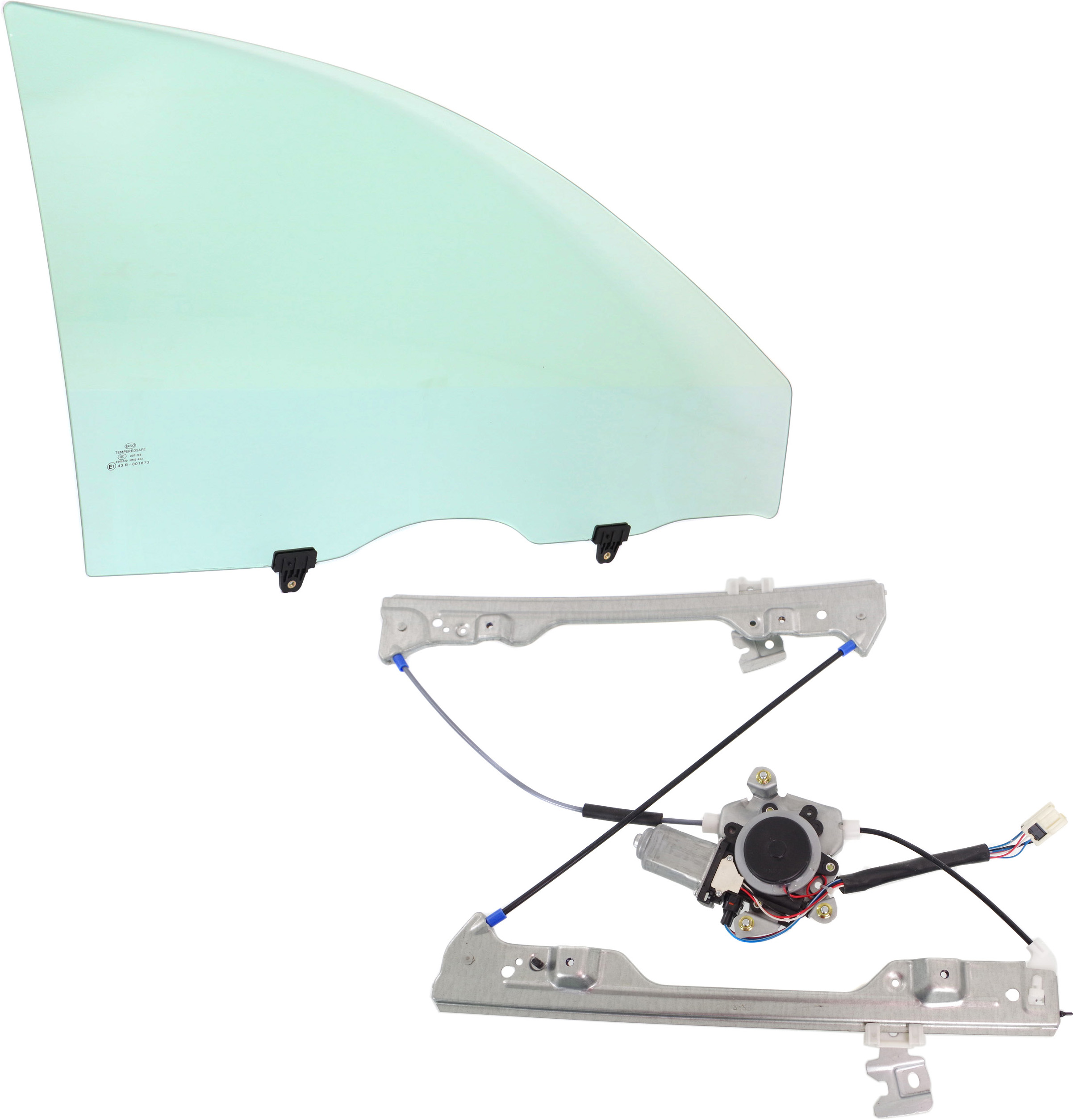 AM ALTIMA 02-06 FRONT DOOR GLASS RH Green Tint 2 pc kit Power 4 Door 6 Pins w Anti Pinch w Motor w Clip SKU KIT 070417-41 Partslink NI1351115 OEM 803008J000 FD21488GTYN 807208J