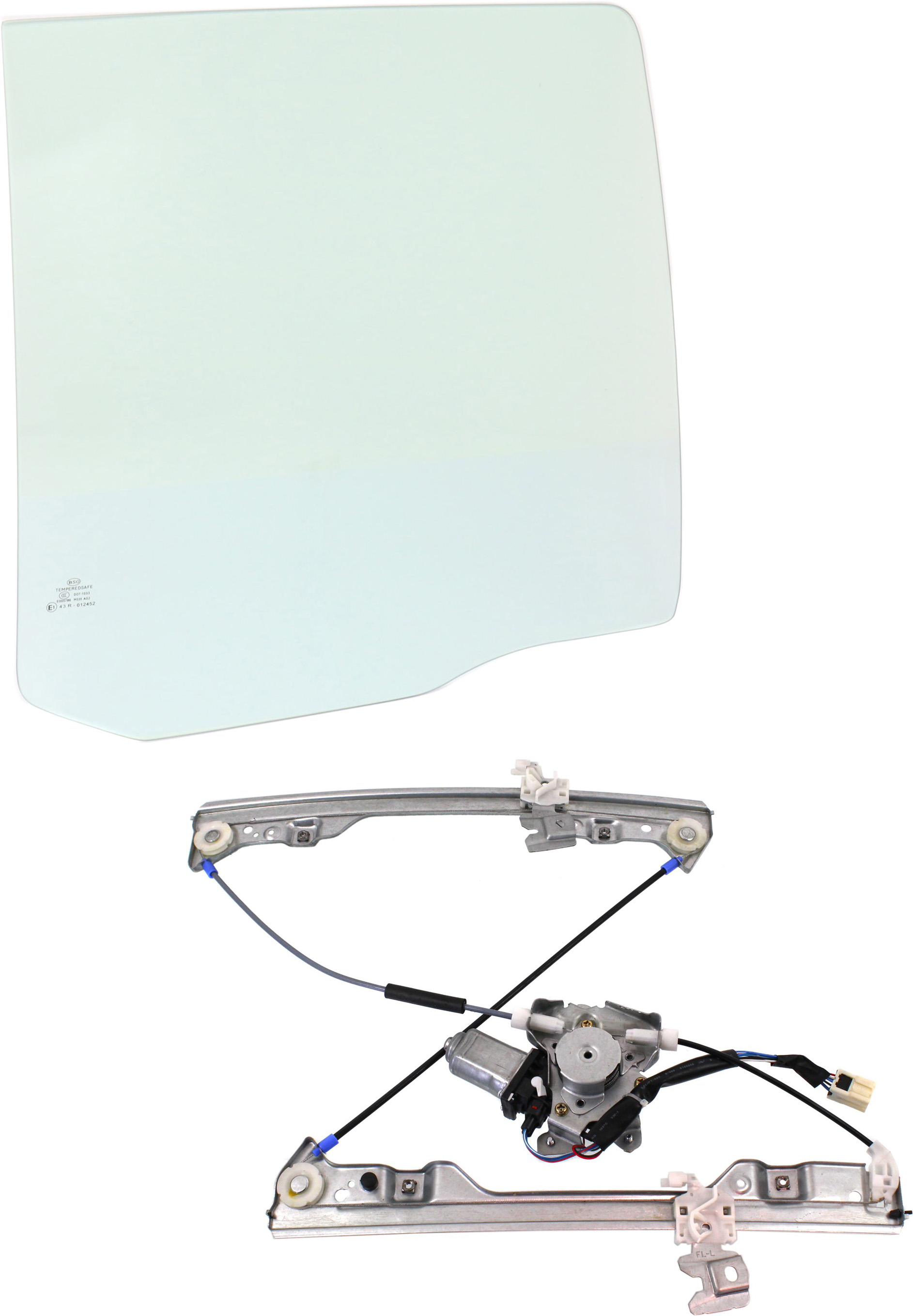 AM ALTIMA 02-06 FRONT DOOR GLASS LH 2 pc Kit with Window Regulator SKU KIT 070417-42 Partslink NI1350115 OEM 803018J000 FD21489GTYN 807218J