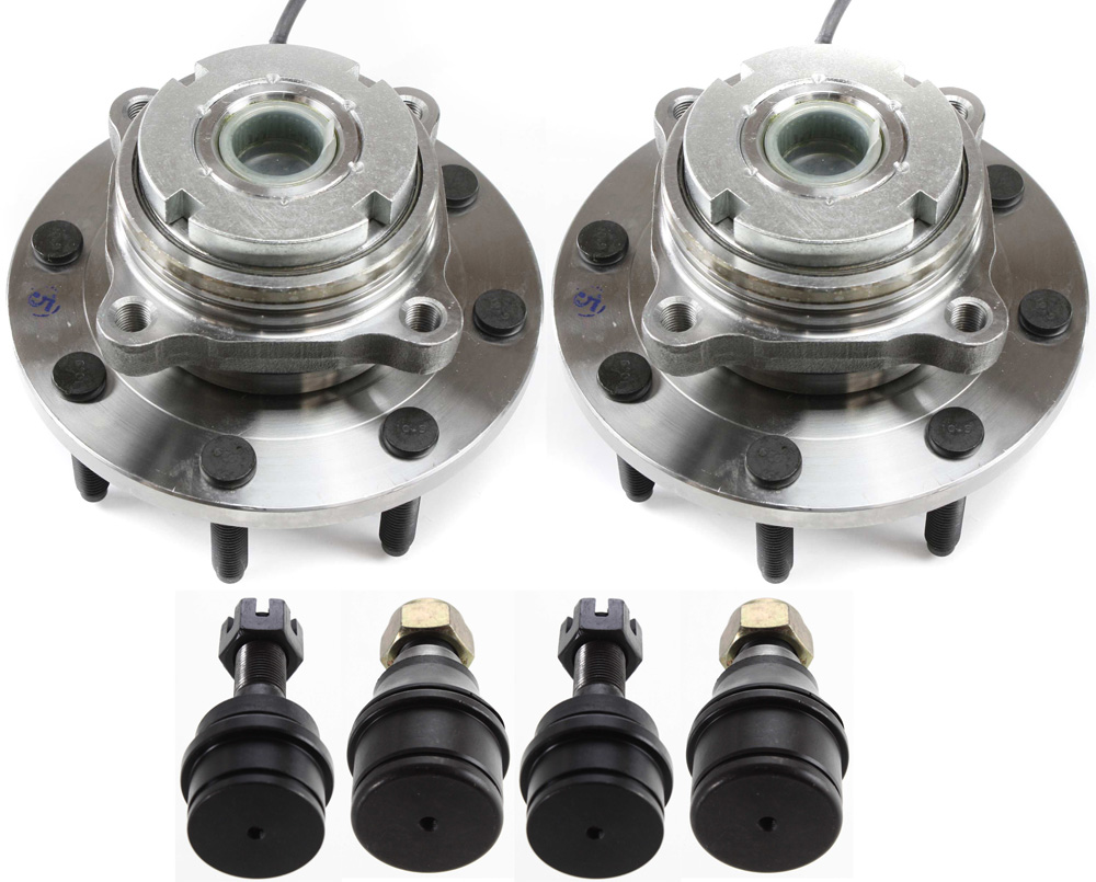 AM F 250-350 SUPER DUTY 99-04 EXCURSION 00-05 FRONT SUSPENSION KIT RH AND LH 6 pc Kit with Wheel Hubs and Ball Joints SKU KIT 070418-24 OEM 104149-287003-287006-260124