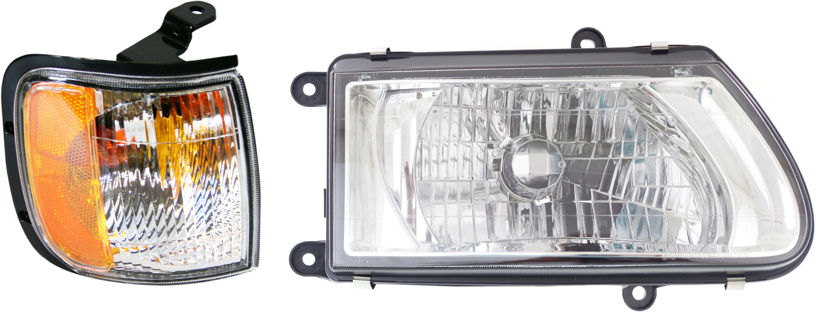 AM PASSPORT RODEO 00-02 HEAD LAMP RH Assembly Halogen 2 pc Kit with Corner Light SKU KIT 070418-29 Partslink IZ2503105 IZ2521107 OEM 8972084263-8972600131