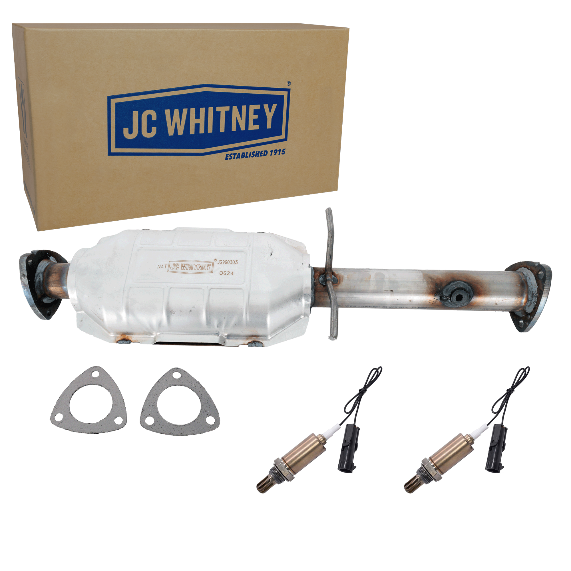 AM SONOMA S10 PICKUP 96-01 CATALYTIC CONVERTER Center 2.2L Eng. Rear Wheel Drive 3 pc. Kit with 2 Oxygen Sensors SKU KIT 070424 R009