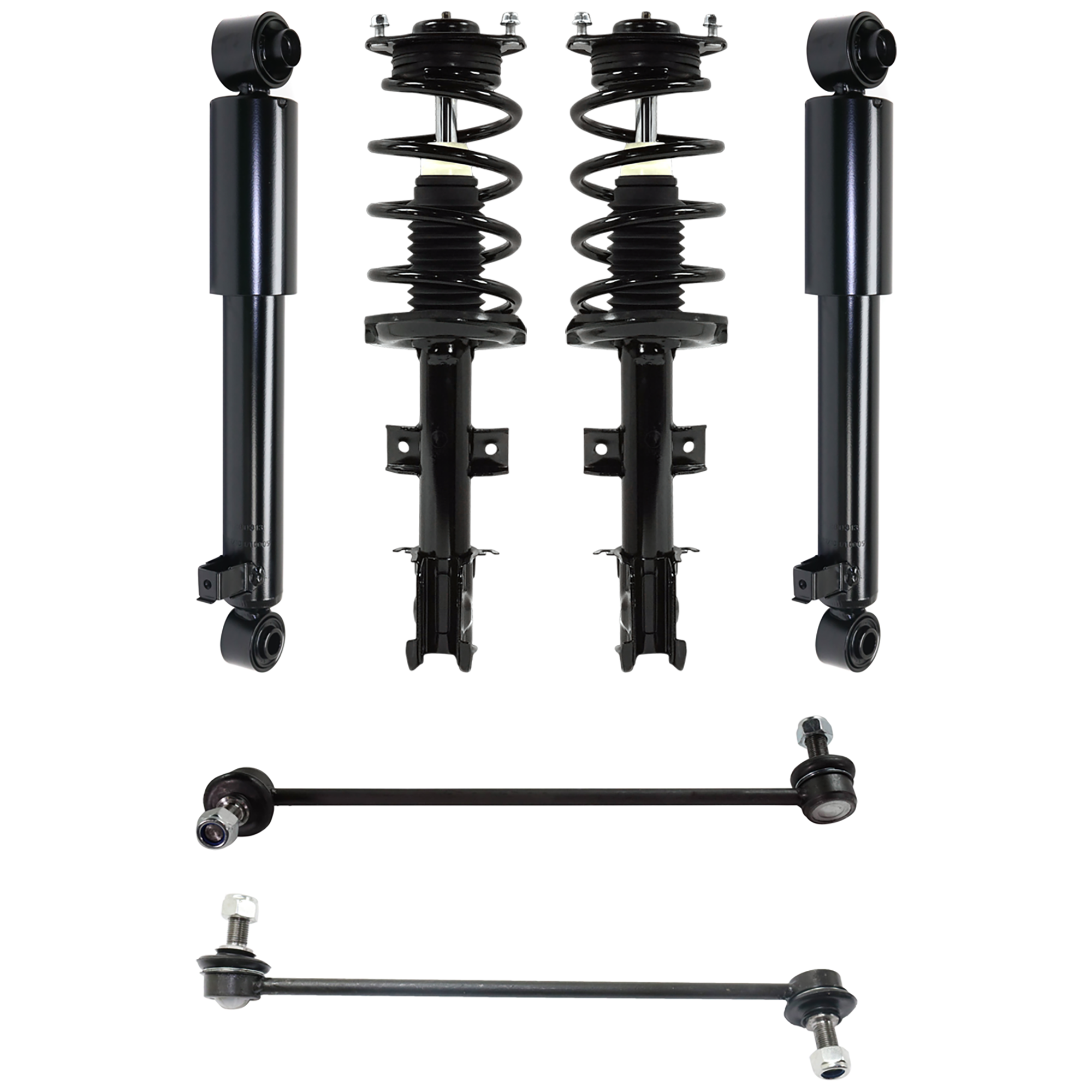 AM SORENTO 11-13 FRONT AND REAR FULLY LOADED STRUT RH AND LH 2.4L Eng. Front Wheel Drive 3.5L Eng. with Sport Package w Sway Bar Link SKU KIT 070425 G03 OEM 548302B000-548402B000-548402B2