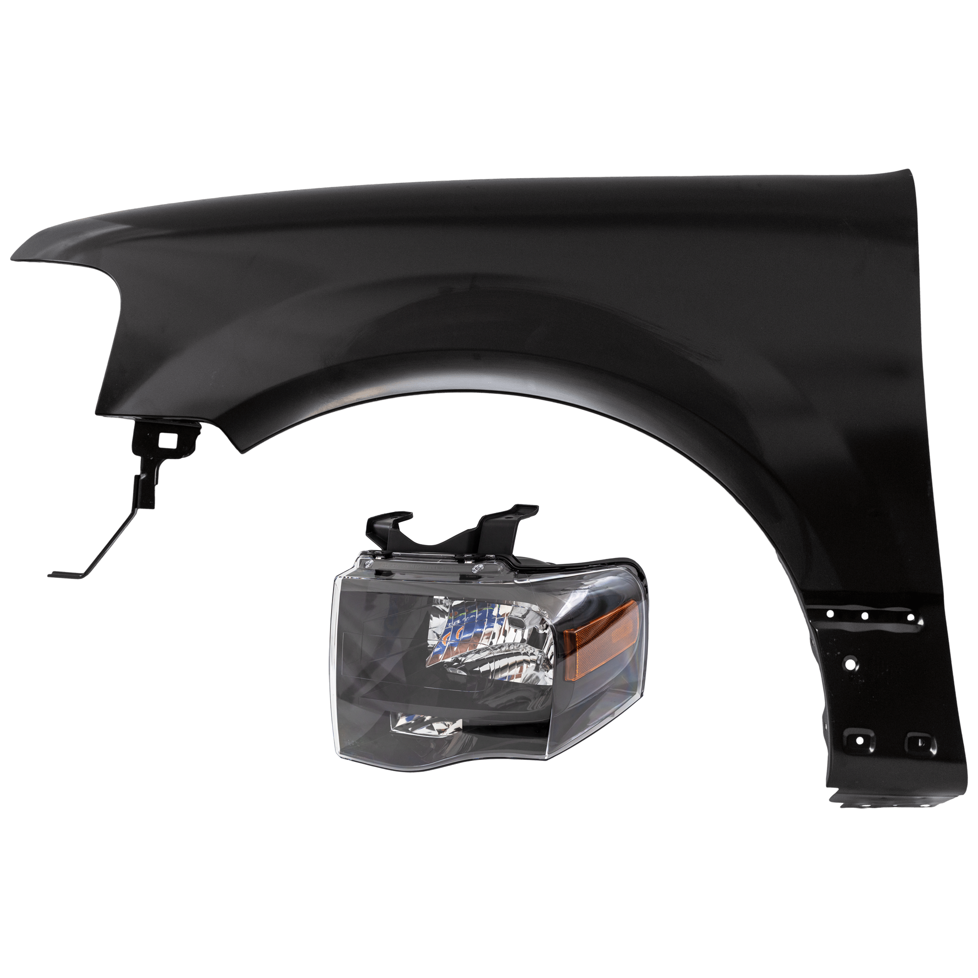 AM EXPEDITION 07-14 HEAD LAMP LH Assembly Halogen w Black Out Black Interior with Fender SKU KIT 070426-106 Partslink FO2502227 FO1240255 OEM 7L1Z13008DB PFM FL1Z16006A
