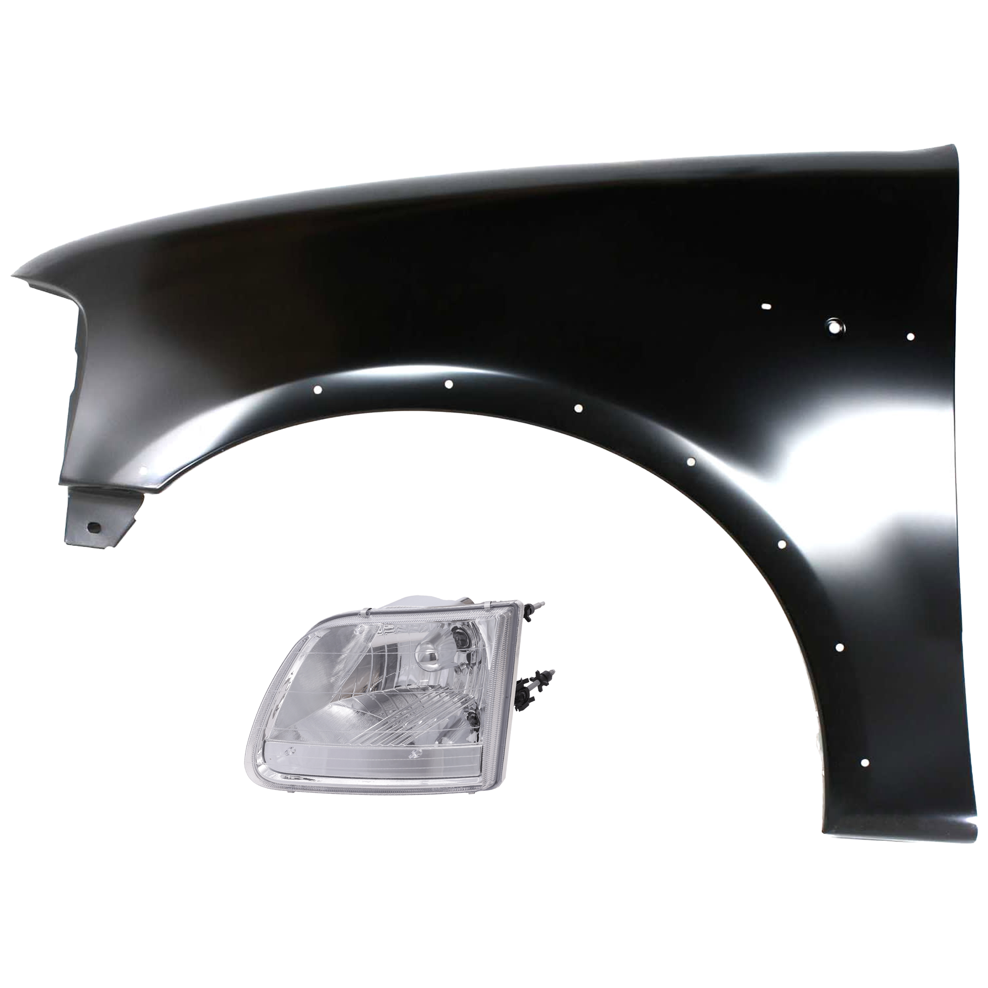 AM F 150-01-03 F 150 HERITAGE 04-04 HEAD LAMP LH Assembly Halogen XL XLT Lariat Models with Fender SKU KIT 070426-109 Partslink FO2502211 FO1240192 OEM 3L3Z13008HA 2L3Z16006AA