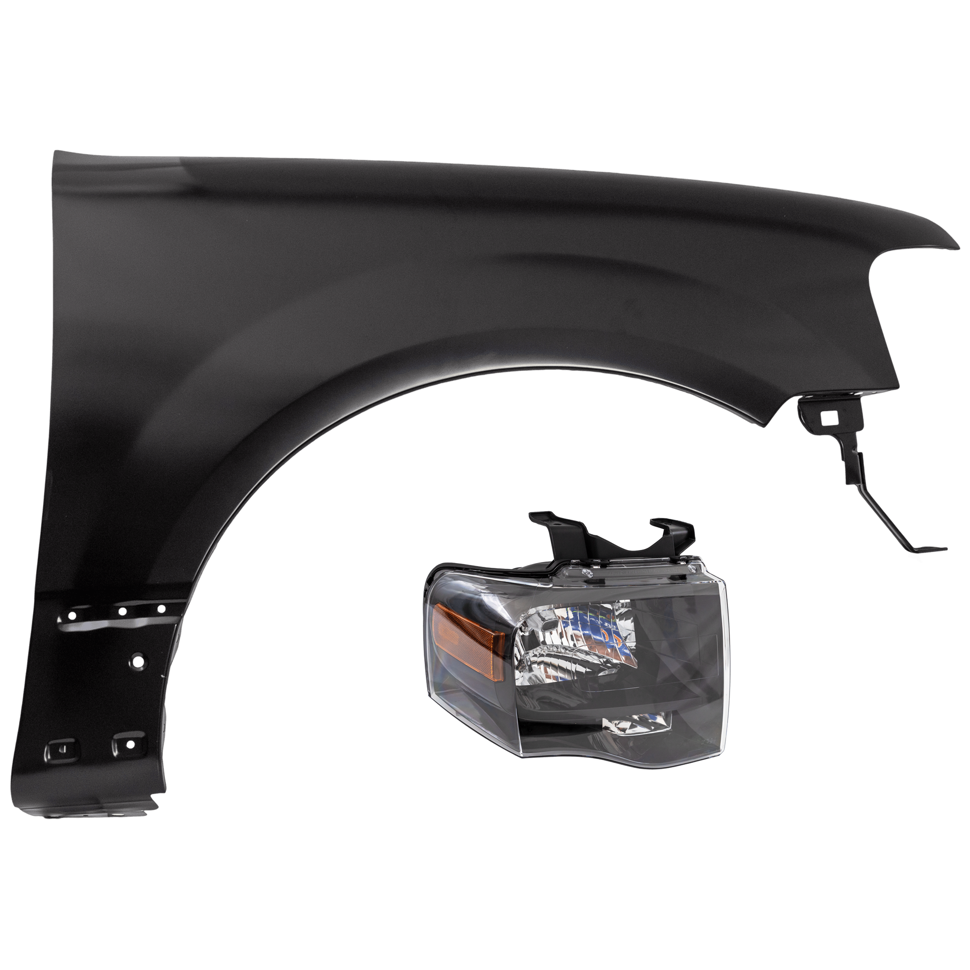 AM EXPEDITION 07-14 HEAD LAMP RH Assembly Halogen w Black Out Black Interior with Fender SKU KIT 070426-111 Partslink FO2503227 FO1241255 OEM 7L1Z13008CB PFM FL1Z16005A