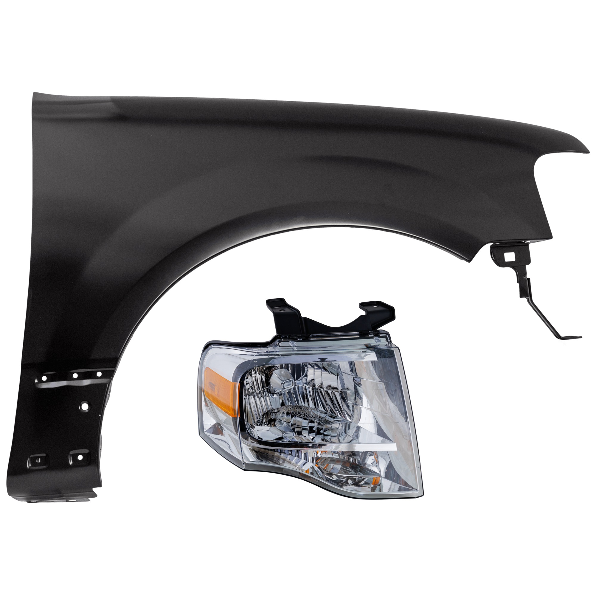 AM EXPEDITION 07-14 HEAD LAMP RH Assembly Halogen w o Black Out with Fender SKU KIT 070426-112 Partslink FO2503226 FO1241255 OEM 7L1Z13008AB FL1Z16005A