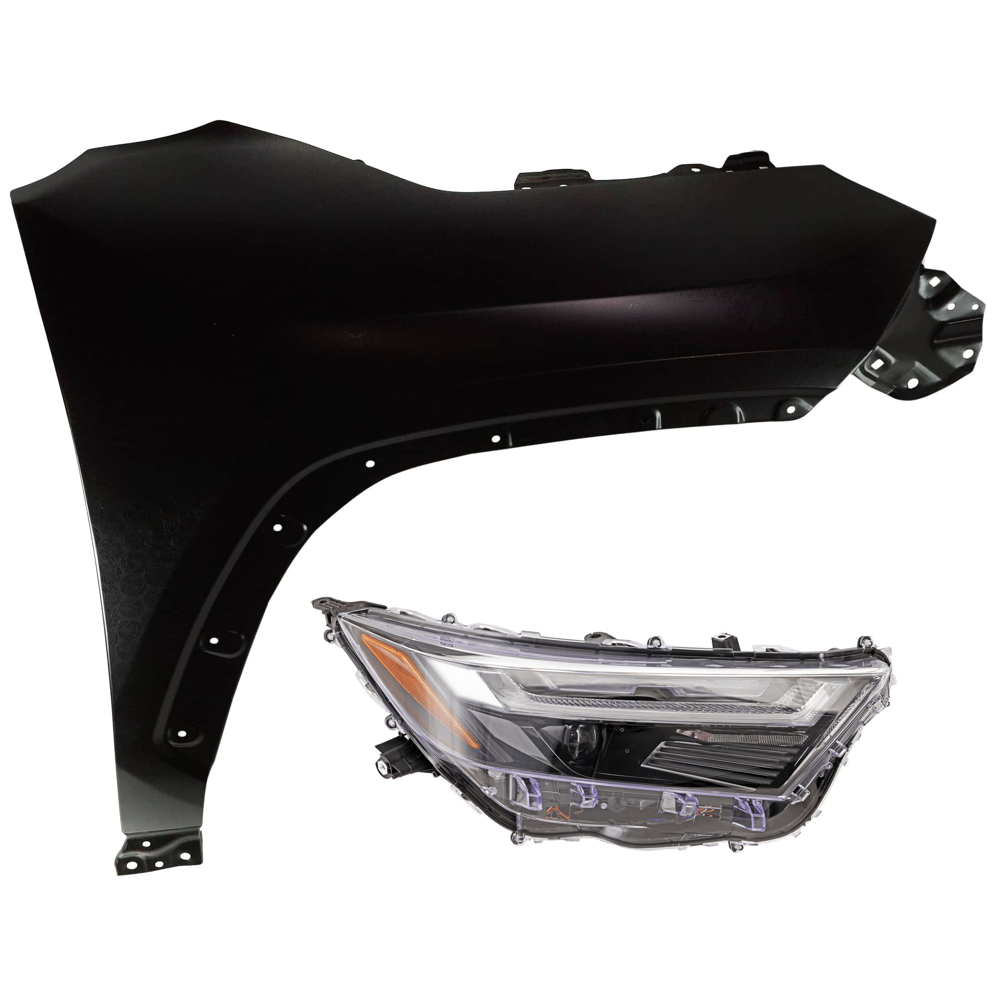 AM RAV4-22-25 RAV4 PRIME 22-24 HEAD LAMP RH Assembly LED w LED Signal Light North America Built Vehicle with Fender SKU KIT 070426-123 Partslink TO2503315 TO1241273 OEM 811100R360-538110R130