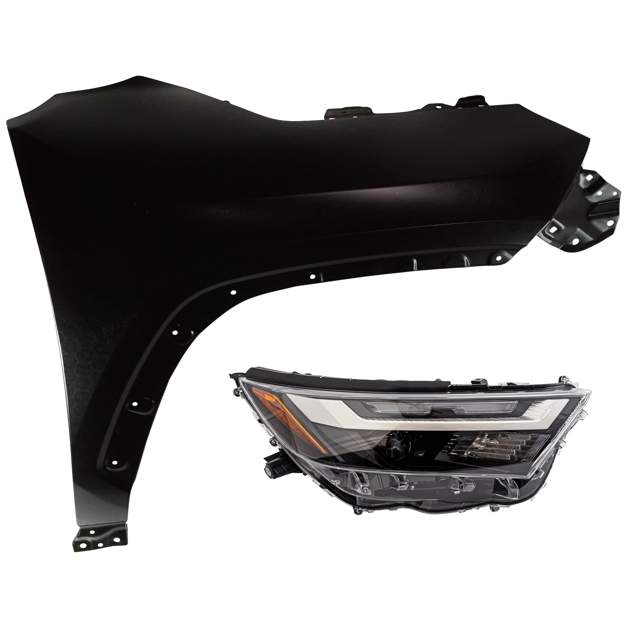 AM RAV4-22-25 HEAD LAMP RH Assembly LED w o LED Signal Light North America Built Vehicle with Fender SKU KIT 070426-125 Partslink TO2503316 TO1241273 OEM 811100R440-538110R130