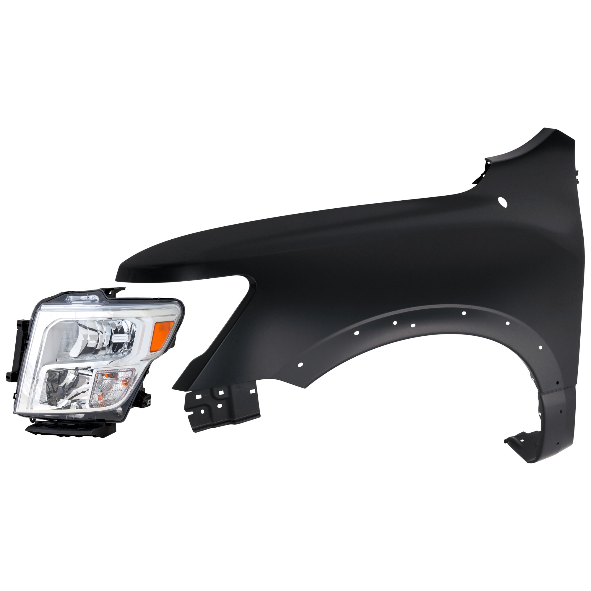 AM TITAN 20-23 HEAD LAMP LH Assembly Halogen Crew Cab Pickup with Fender SKU KIT 070426-12 Partslink NI2502280 NI1240235 OEM 260609FV1A 631019FT2B