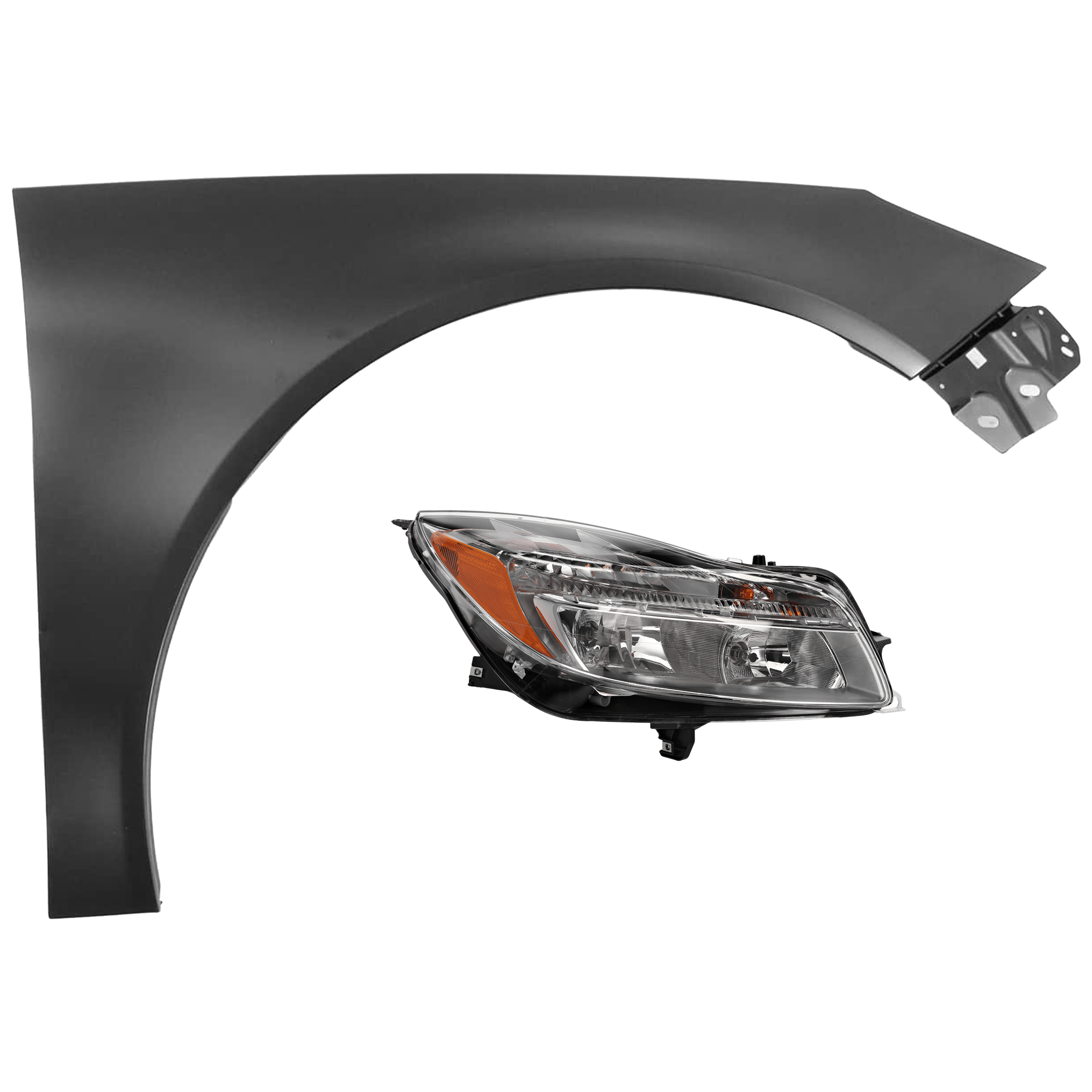 AM REGAL 12-13 HEAD LAMP RH Assembly Halogen with Fender CAPA SKU KIT 070426-131 Partslink GM2503353C GM1241373C OEM 22794766-22810642