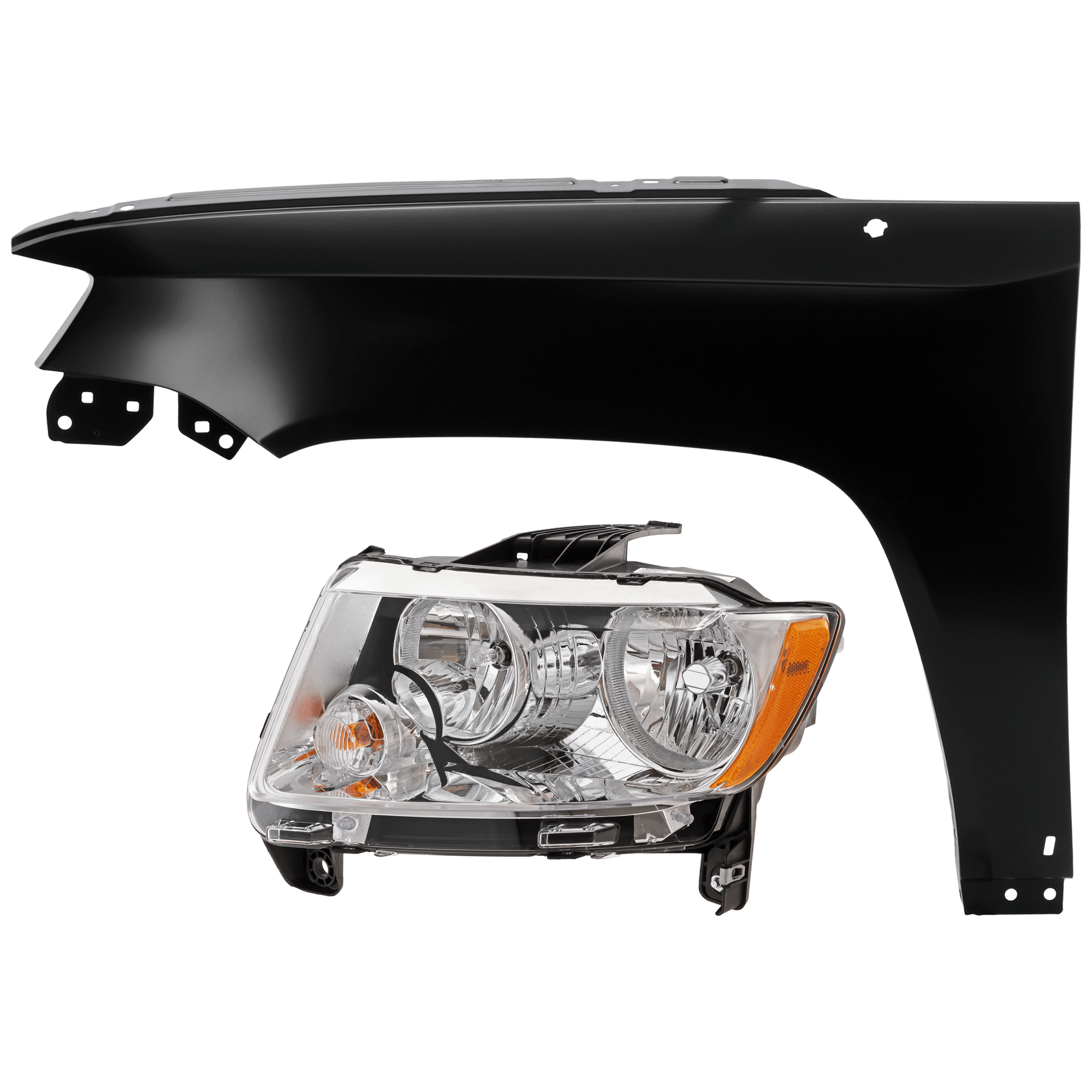 AM COMPASS 11-13 HEAD LAMP LH Assembly Standard Type Code LMB with Fender SKU KIT 070426-139 Partslink CH1240276 OEM 68088869AD PFM 68085303AB