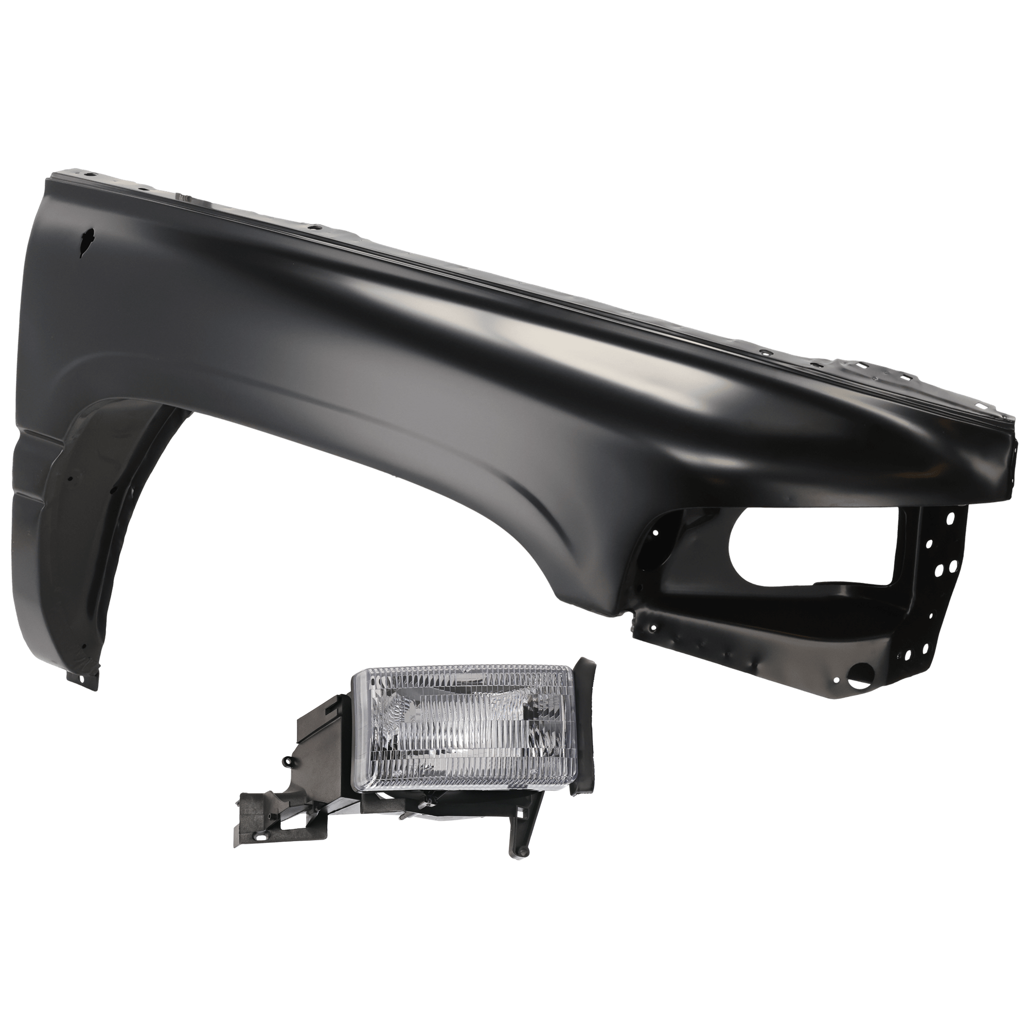 AM DODGE FULL SIZE PICKUP 94-02 HEAD LAMP RH Assembly Halogen w o Corner Light Old Body Style 99-02 w o Sport Package with Fender SKU KIT 070426-143 Partslink CH1241186 OEM 55054780AH PFM 55234708AG