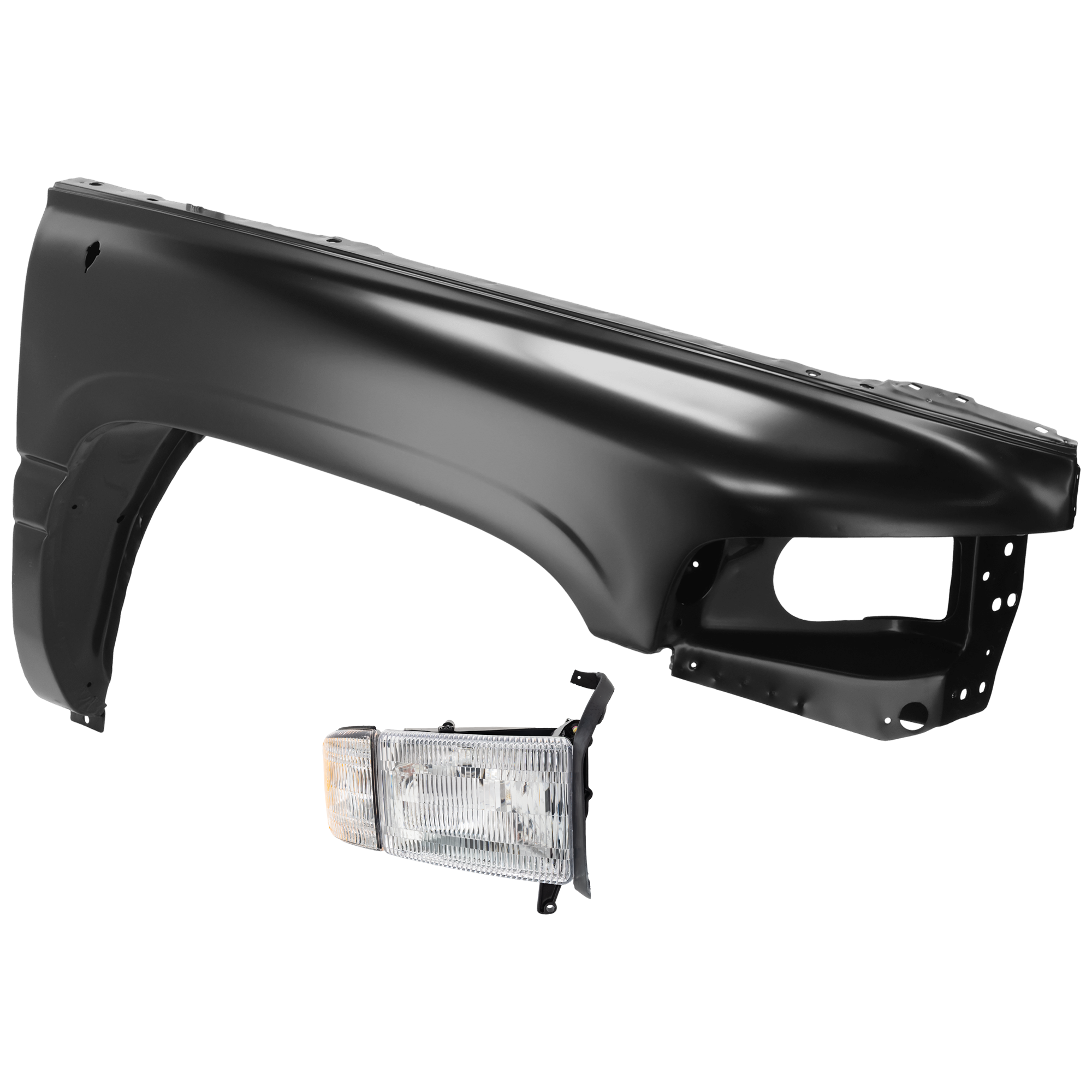 AM DODGE FULL SIZE PICKUP 94-02 HEAD LAMP RH Assembly Halogen w Corner Light Old Body Style 99-02 w o Sport Package with Fender SKU KIT 070426-144 Partslink CH2503101 CH1241186 OEM 55076748AD 55076748AO 55234708