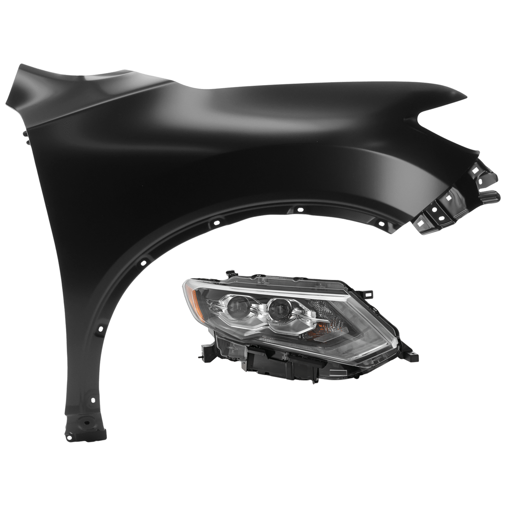 AM ROGUE 19-20 HEAD LAMP RH Assembly LED with Fender SKU KIT 070426-14 Partslink NI2503272 NI1241212 OEM 260106FL7A 631006FL0A