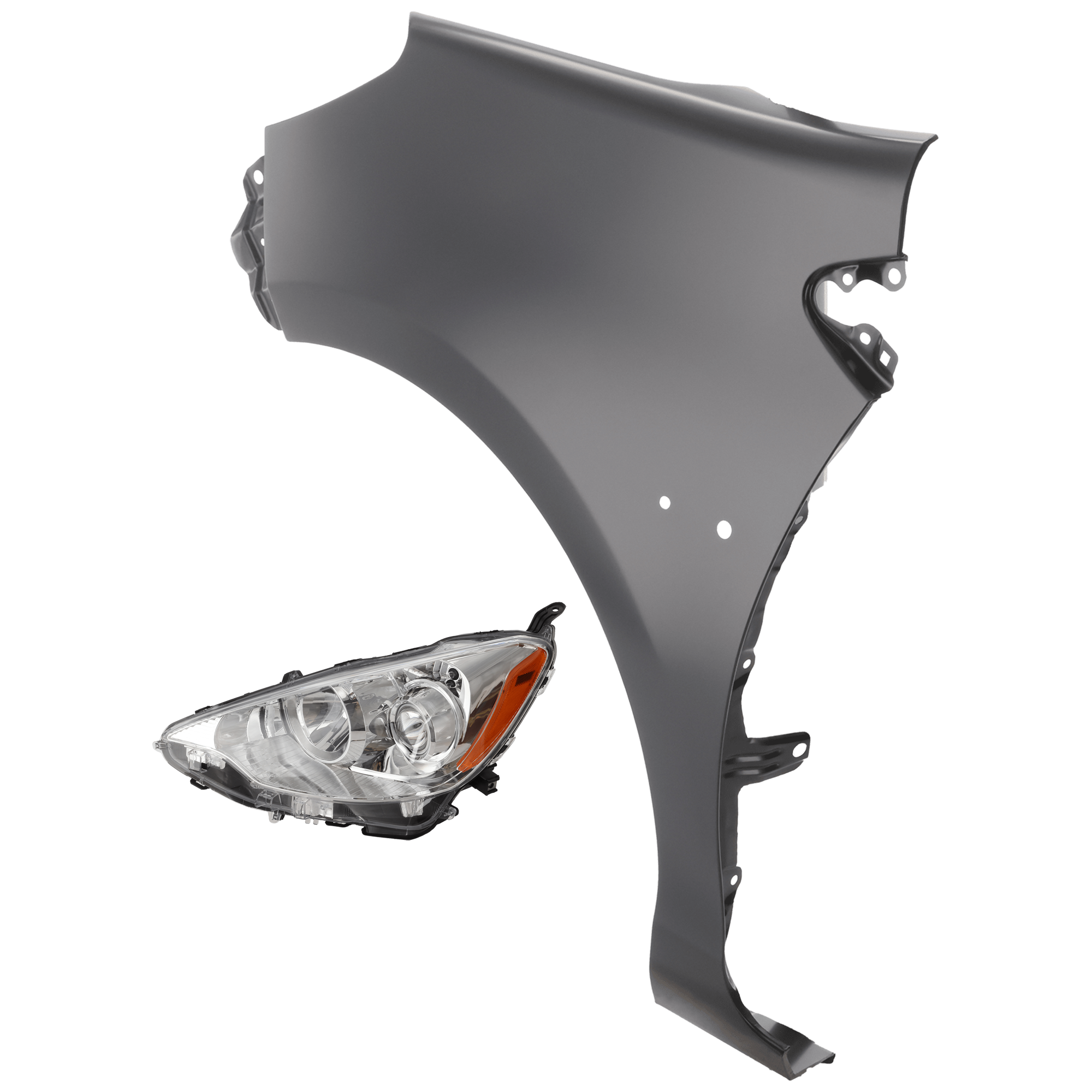 AM PRIUS C 12-14 HEAD LAMP LH Assembly Halogen with Fender SKU KIT 070426-156 Partslink TO2502214 TO1240241 OEM 8115052E81-5380252130