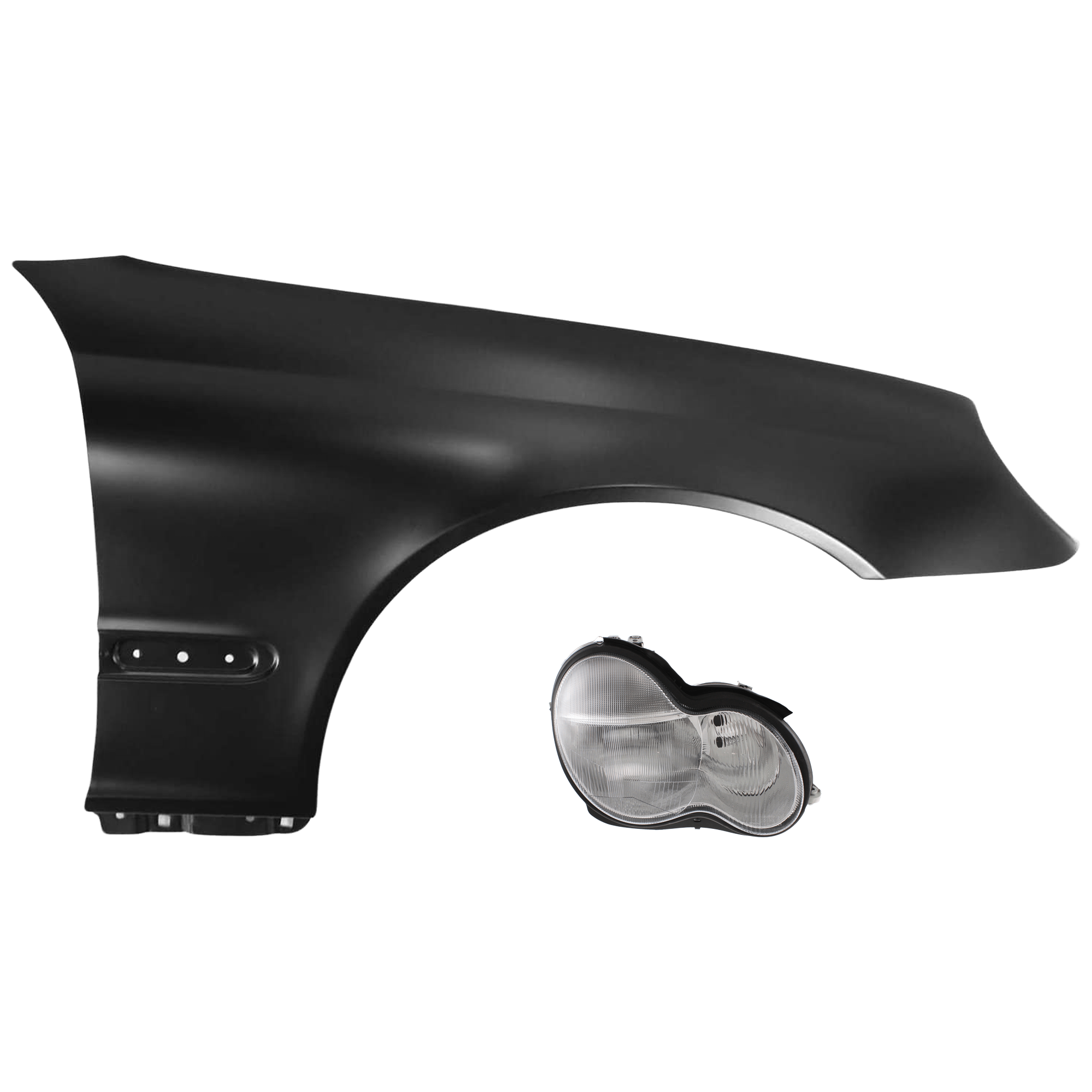 AM C CLASS 01-07 HEAD LAMP RH Lens and Housing HID Xenon w o Bulb and Ballast 203 Chassis Sedan with Fender SKU KIT 070426-15 Partslink MB2503149 MB1241125 OEM 2038202859-2038201661-20388002