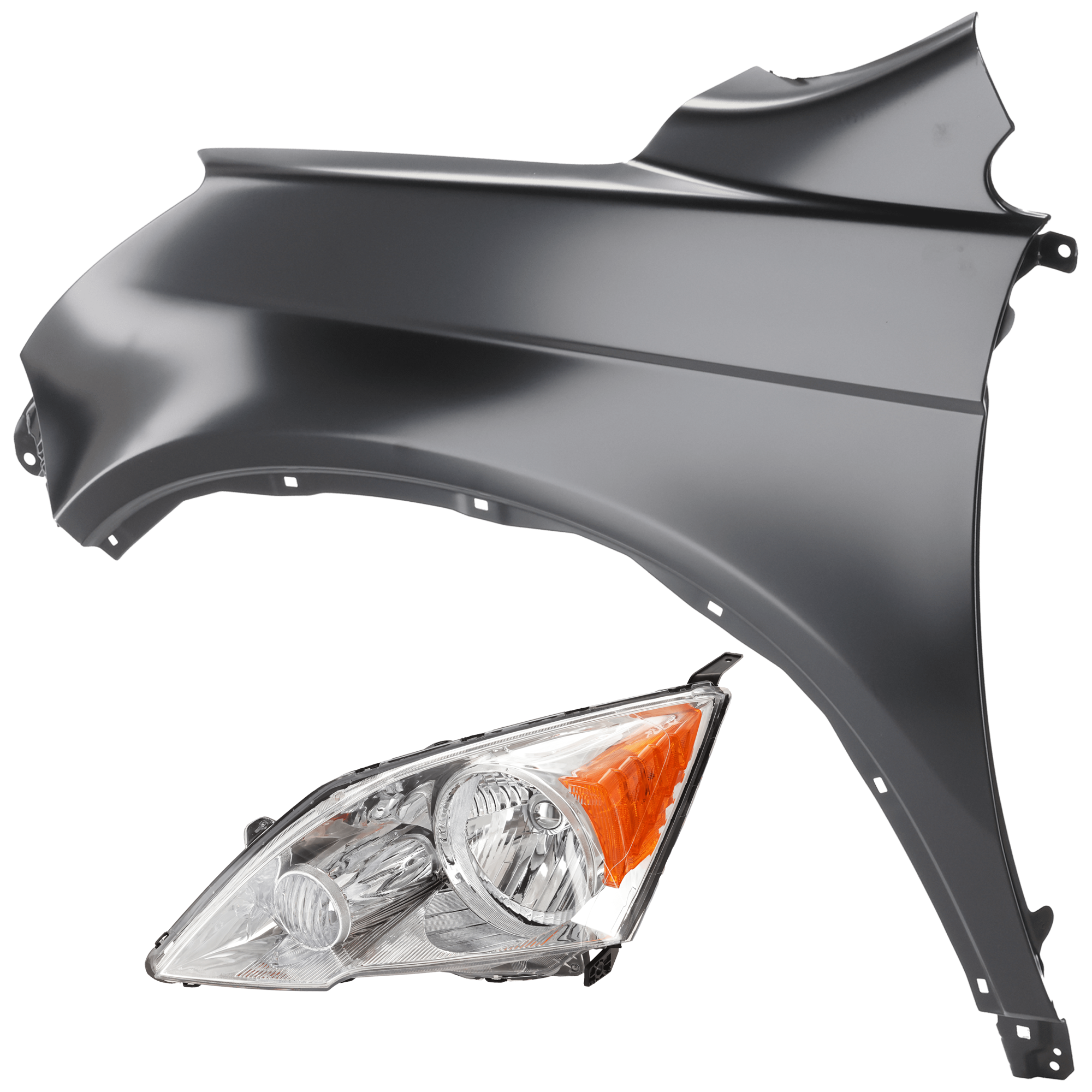 AM CR V 07-11 HEAD LAMP LH Lens and Housing Halogen with Fender SKU KIT 070426-177 Partslink HO2502129 HO1240171 OEM 33151SWAA01-60261SWAA91ZZ