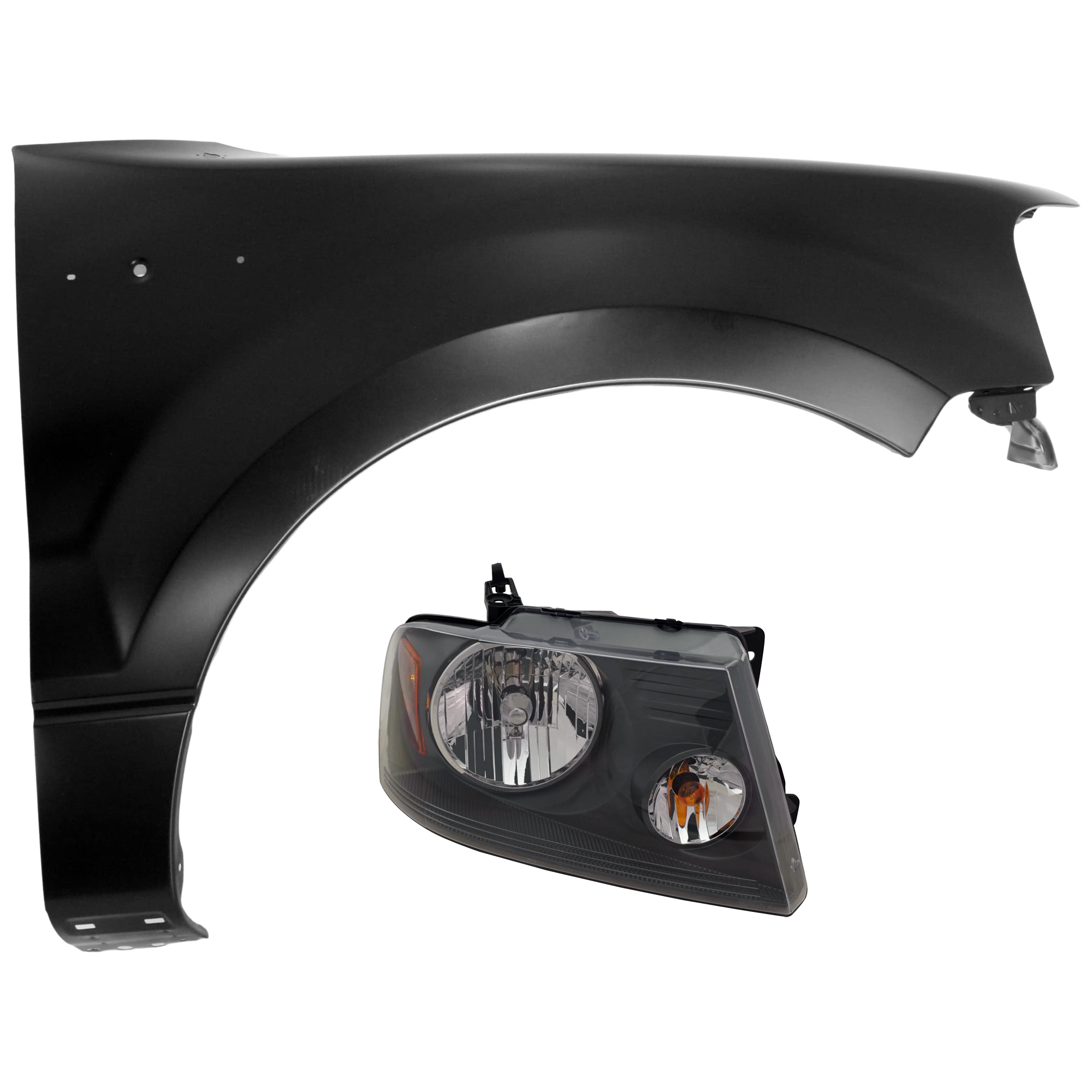 AM F 150-07-08 HEAD LAMP RH Assembly Halogen w o Chrome Trim Medium Gray Exc. Harley Davidson Model with Fender CAPA SKU KIT 070426-181 Partslink FO2503248C FO1241270C OEM 7L3Z13008CA 6L3Z16005A