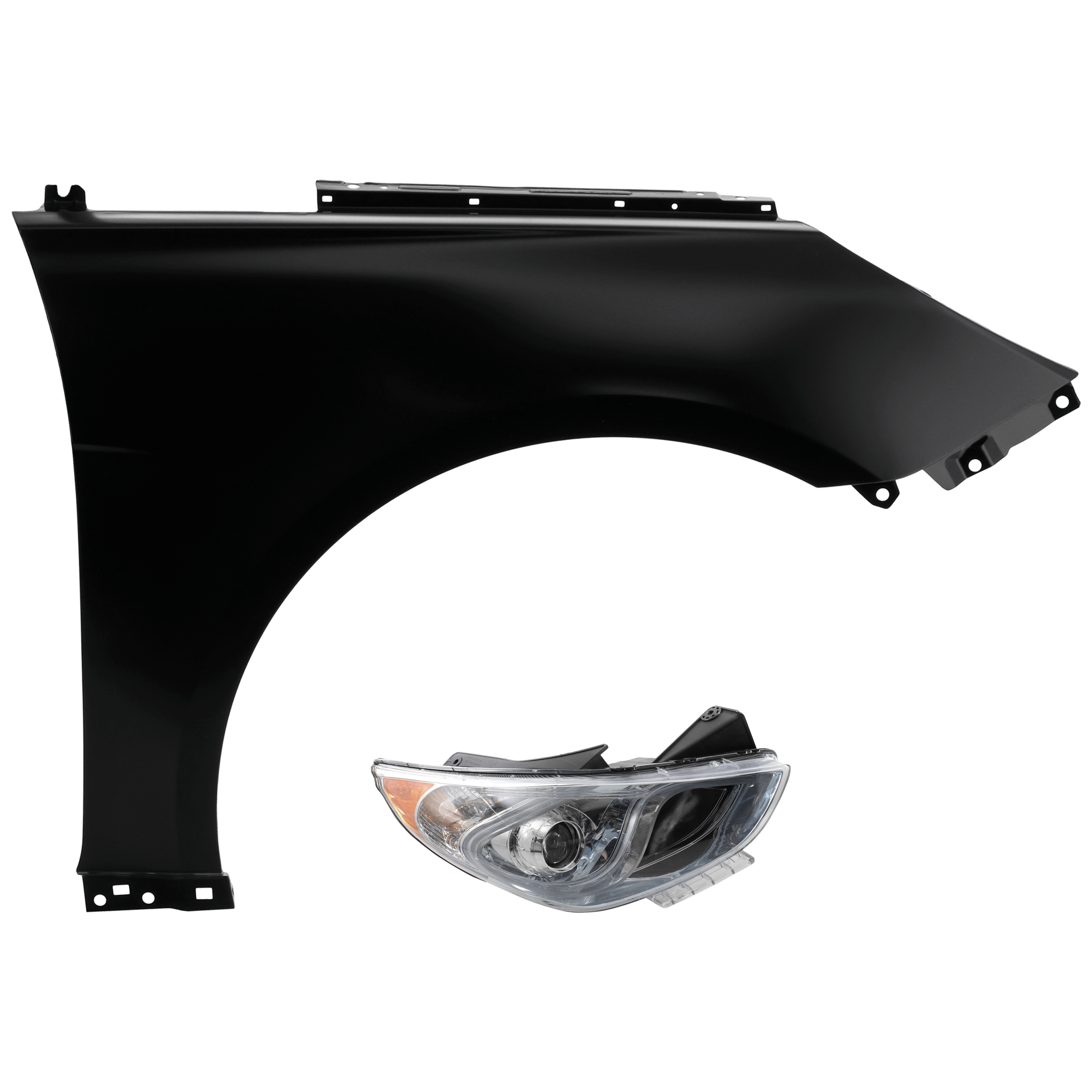 AM SONATA 11-15 HEAD LAMP RH Assembly Hybrid Model with Fender CAPA SKU KIT 070426-182 Partslink HY1241151C HY2503177C OEM 663213S000-921024R050