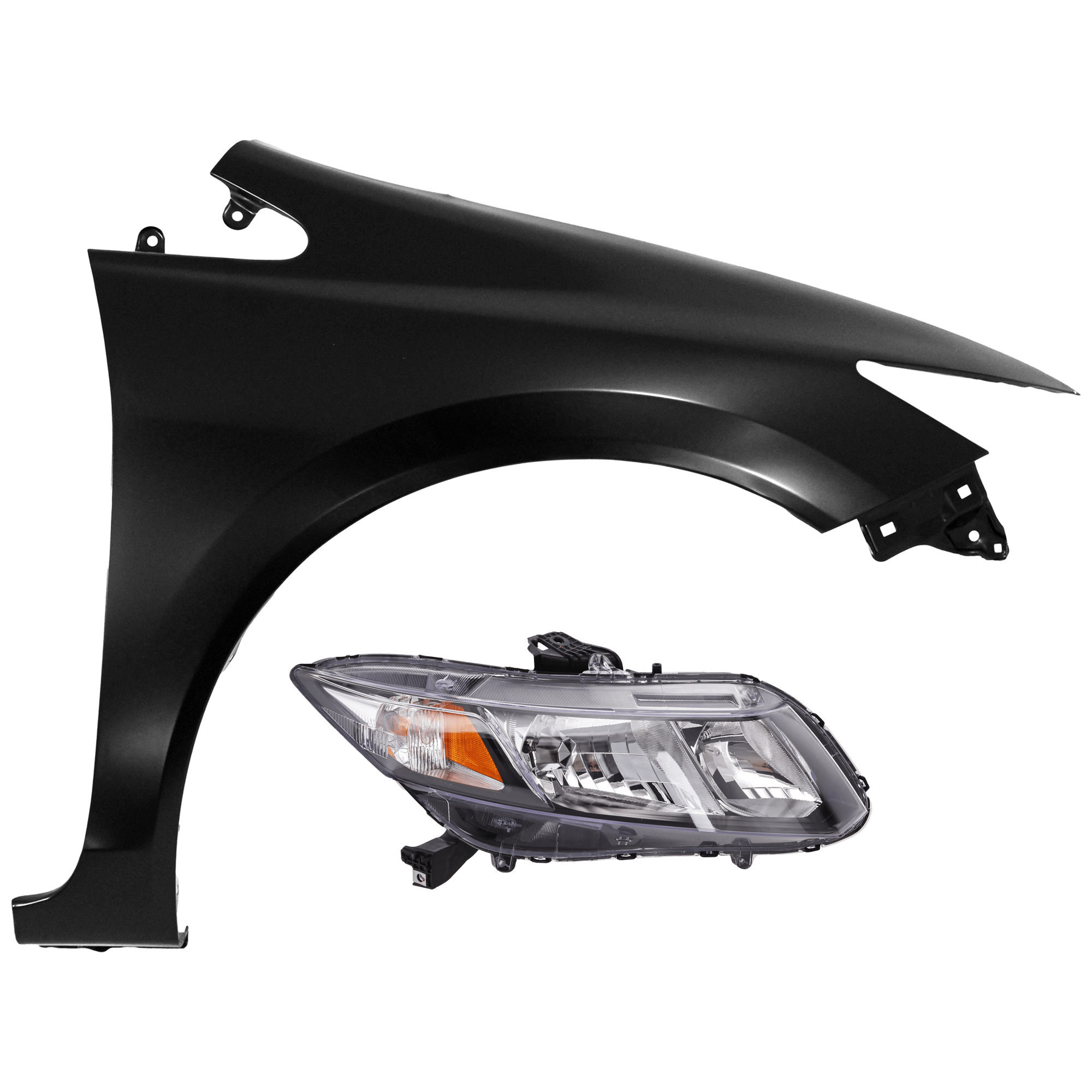 AM CIVIC 13-15 HEAD LAMP RH Assembly Halogen with Fender CAPA SKU KIT 070426-191 Partslink HO2503150C HO1241181C OEM 33100TR0A51-60211TR6305ZZ