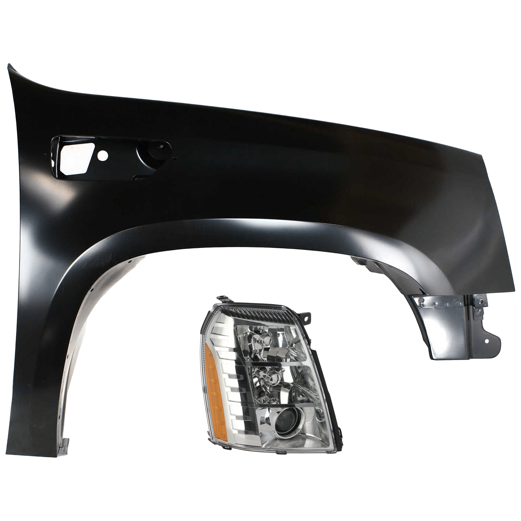 AM ESCALADE 09-14 ESCALADE ESV 07-14 HEAD LAMP RH Assembly HID Xenon w HID Kit Type 2 with Fender CAPA SKU KIT 070426-195 Partslink GM2503348C GM1241338C OEM 20806109-22977480