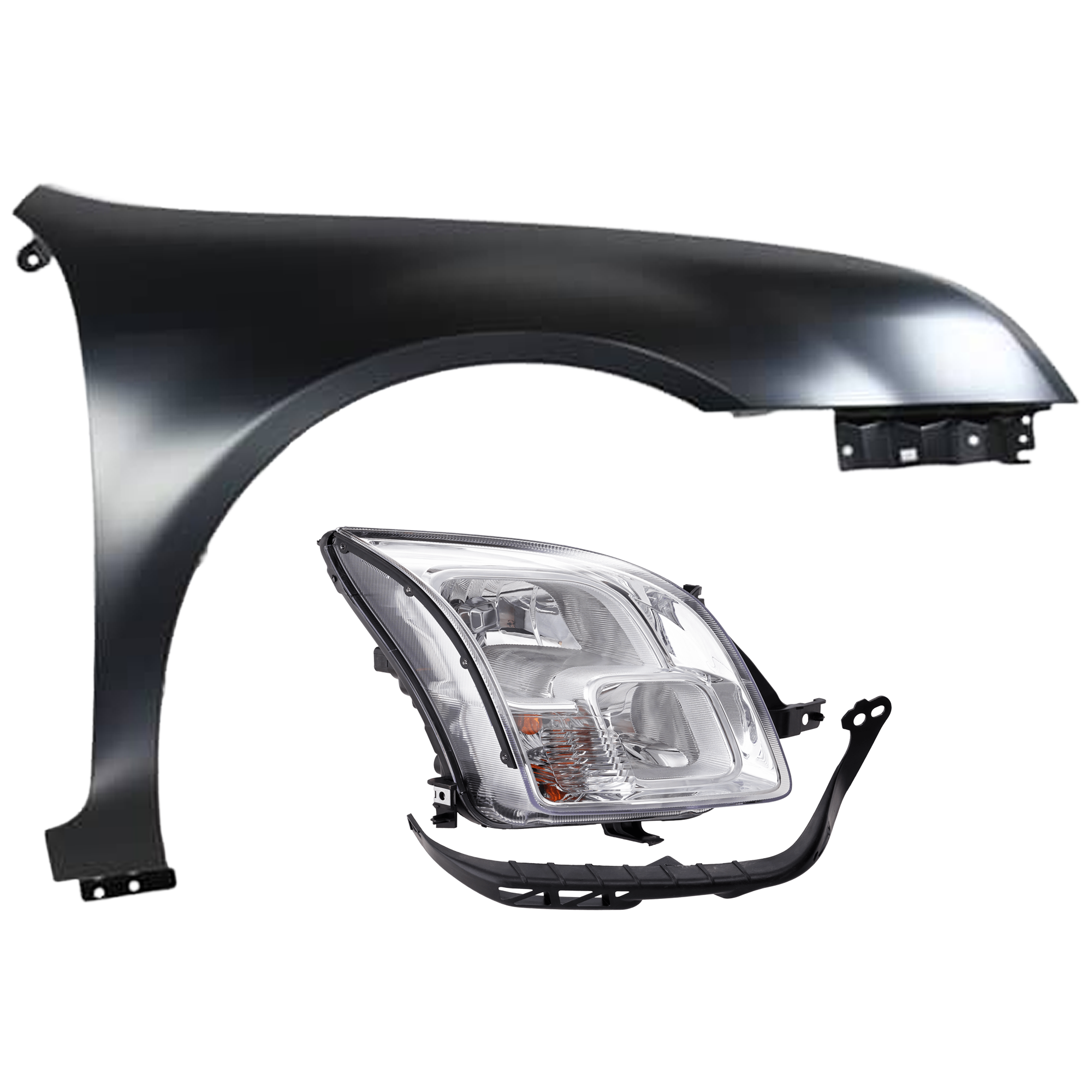 AM FUSION 06-09 HEAD LAMP RH Assembly Halogen with Fender CAPA SKU KIT 070426-199 Partslink FO2503219C FO1241251C OEM 6E5Z13008AD 6E5Z16005AA