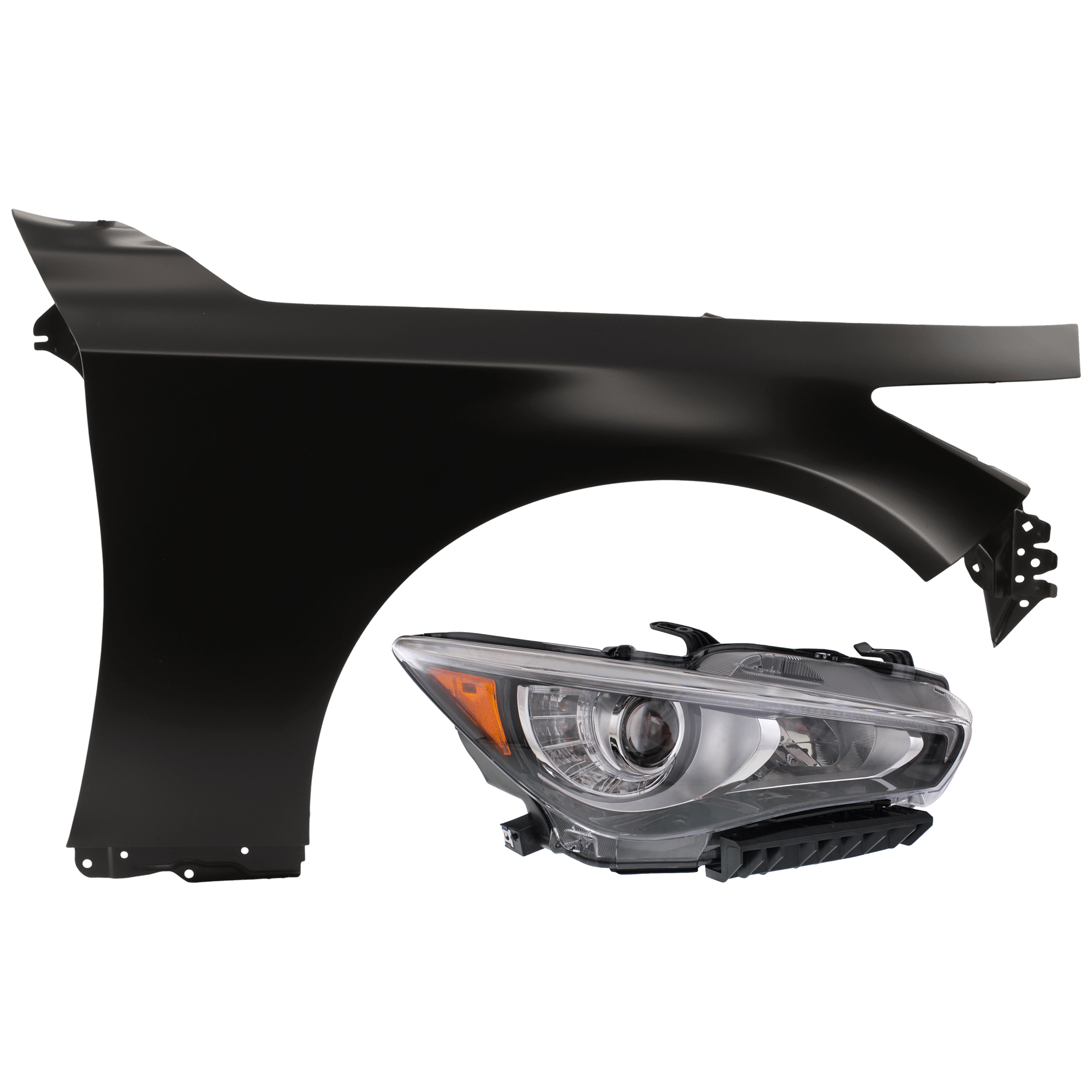 AM Q50-14-17 HEAD LAMP RH Assembly LED w o Adaptive Headlights with Fender SKU KIT 070426-202 Partslink IN2503157 IN1241123 OEM 260104HB0B F31004HKMA