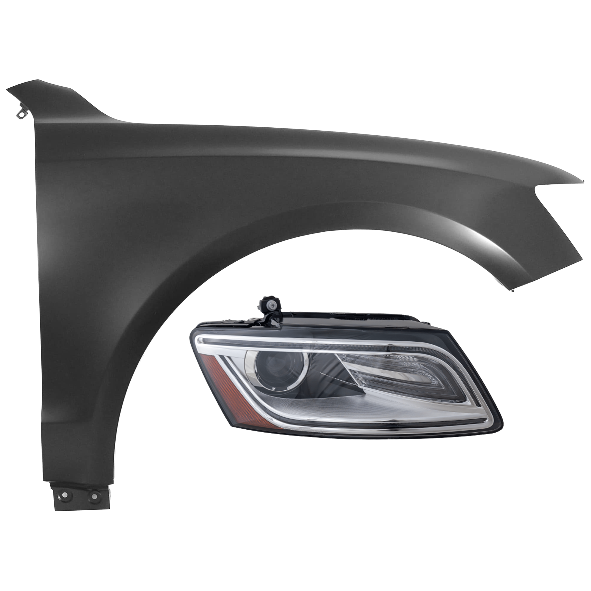 AM Q5-13-17 SQ5-14-17 HEAD LAMP RH Lens and Housing HID Xenon Exc. Hybrid Model w o Curve Lighting with Fender SKU KIT 070426-205 Partslink AU2503179 AU1241134 AU1241122 OEM 8R0941044E 8R0821106A 8R082110