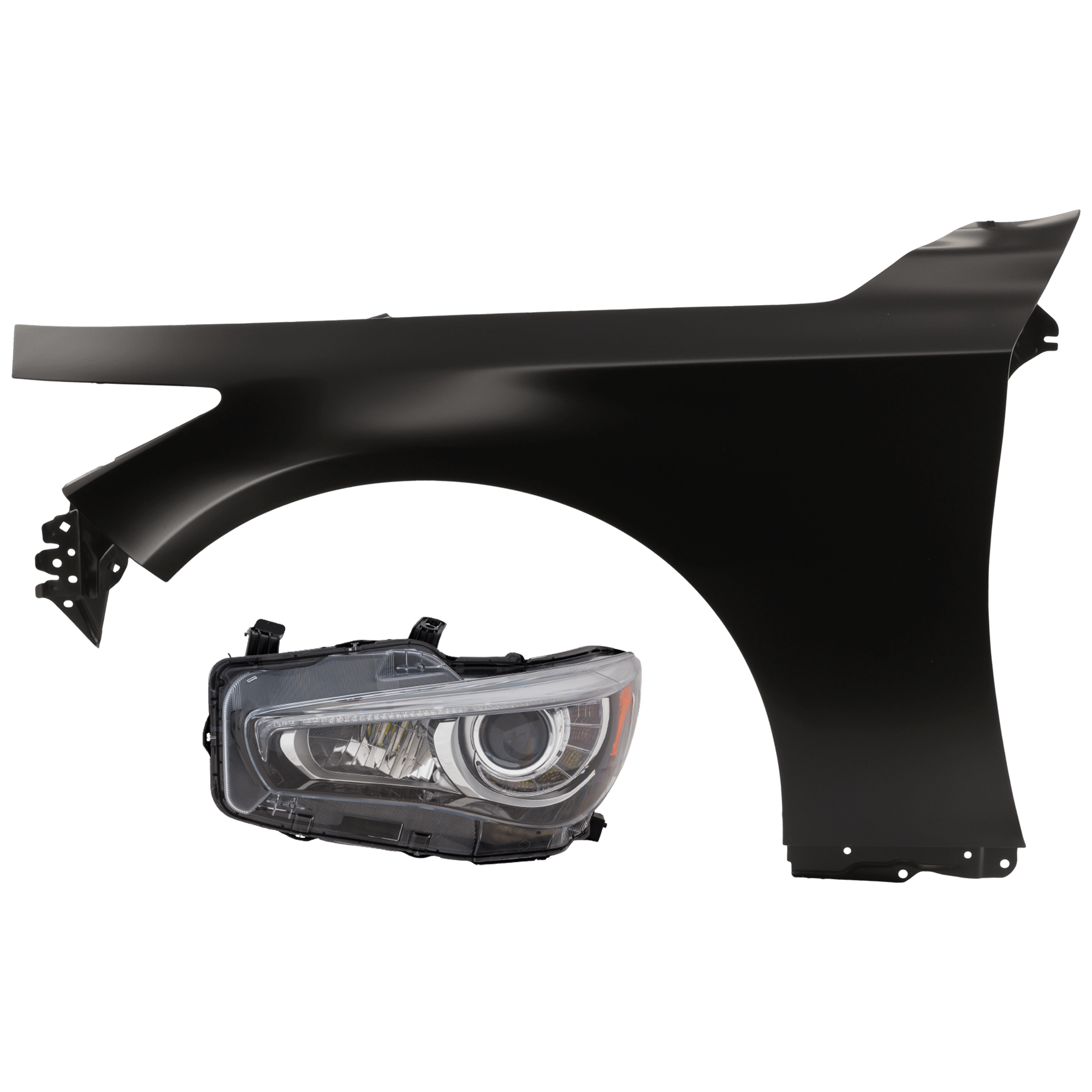 AM Q50-18-23 HEAD LAMP LH Assembly LED w o Adaptive Headlights with Fender SKU KIT 070426-208 Partslink IN2502179 IN1240123 OEM 260606HH7A F31014HKMA
