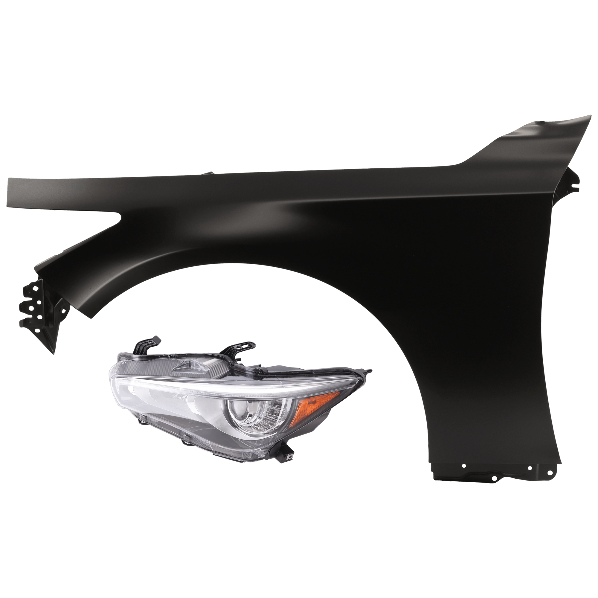AM Q50-18-23 HEAD LAMP LH Assembly LED w o Adaptive Headlights with Fender CAPA SKU KIT 070426-212 Partslink IN1240123C IN2502179C OEM 260606HH7A F31014HKMA