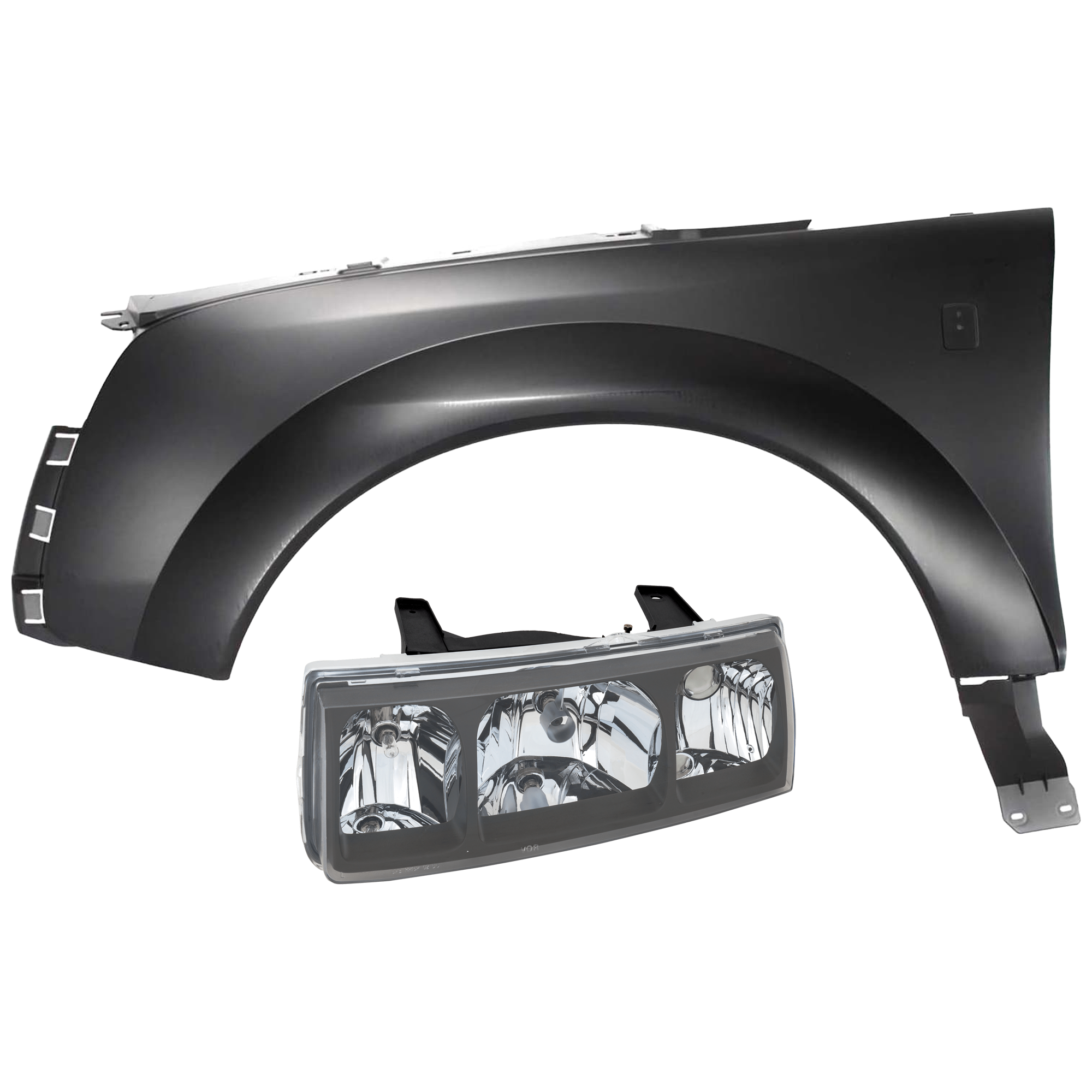 AM VUE 02-04 HEAD LAMP LH Assembly Halogen Black Interior with Fender SKU KIT 070426-217 Partslink GM2502228 GM1240295 OEM 22702945-15842336