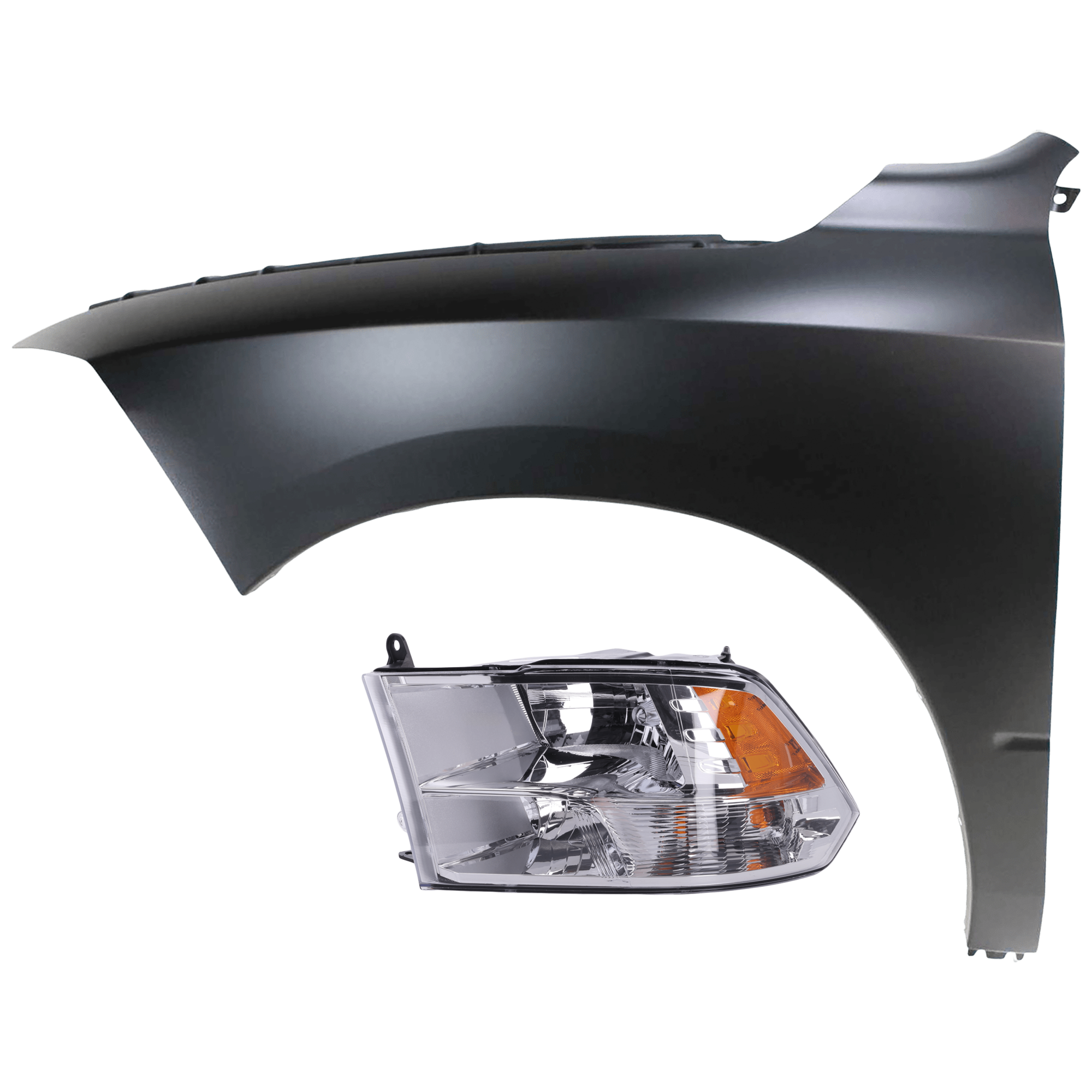 AM RAM FULL SIZE PICKUP 13-24 HEAD LAMP LH Assembly Halogen Reflector Type Chrome Interior w Quad Lamps Includes 19-24-1500 Classic with Fender CAPA SKU KIT 070426-226 Partslink CH2502242C CH1240269C OEM 68096439AJ 68054339AJ 68054339