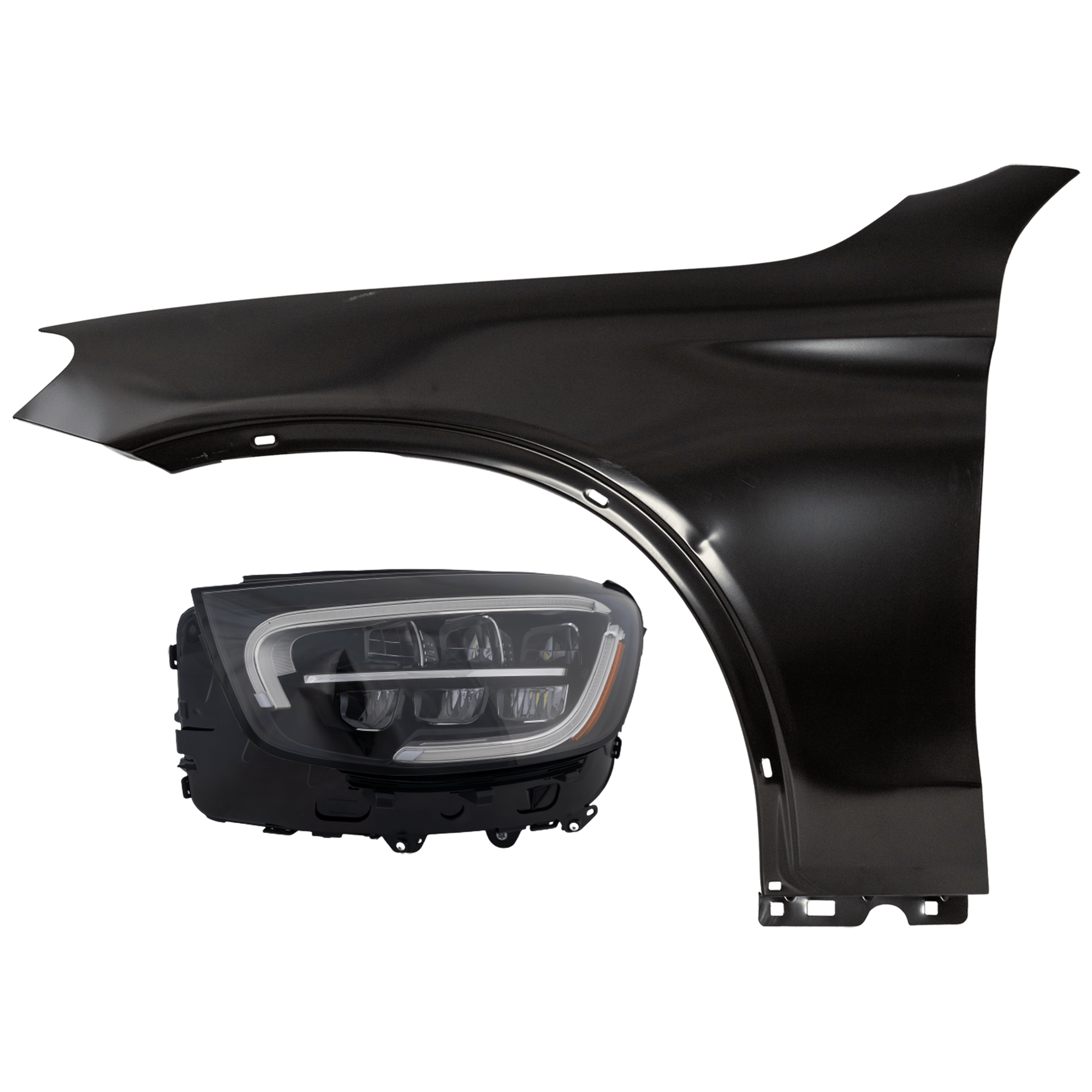 AM GLC CLASS 20-22 HEAD LAMP LH Assembly LED w o Active Lighting and Adaptive Headlight with Fender SKU KIT 070426-232 Partslink MB2502262 MB1240159 OEM 2539069103-2538800118