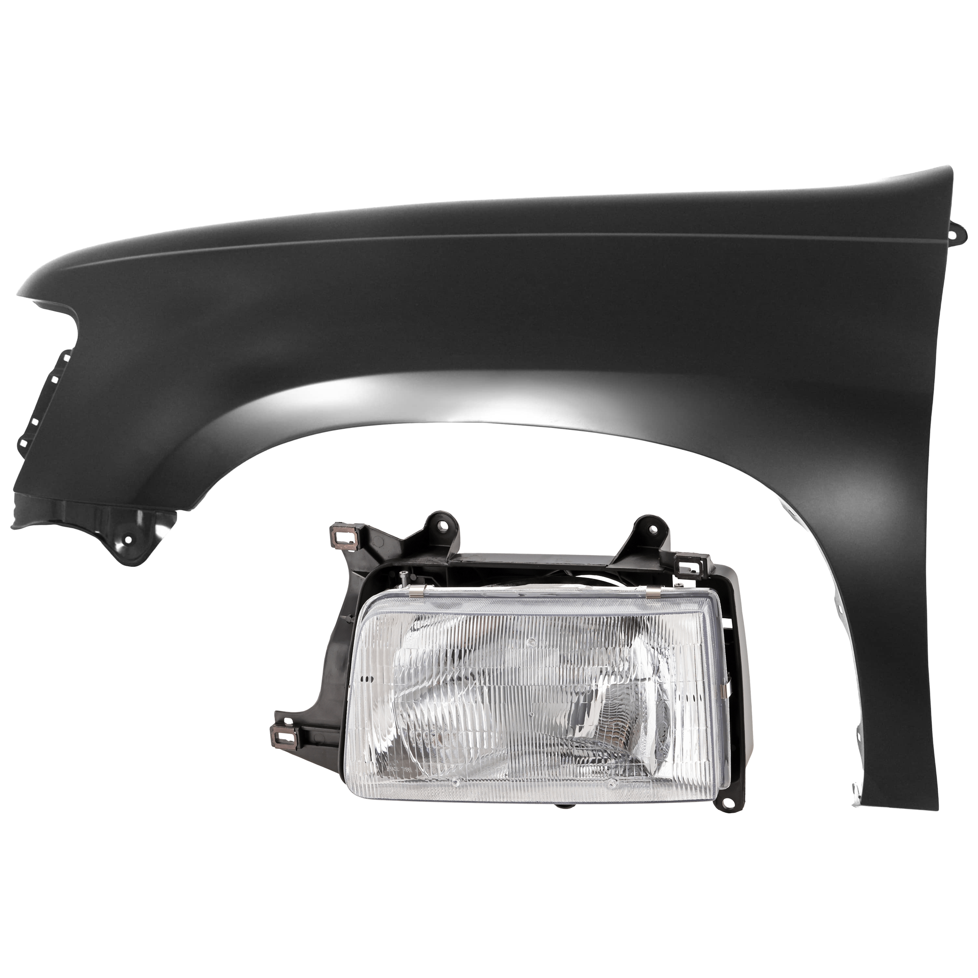AM T100-93-98 HEAD LAMP LH Assembly Halogen with Fender SKU KIT 070426-237 Partslink TO2502119 TO1240148 OEM 8115034010-5381234010