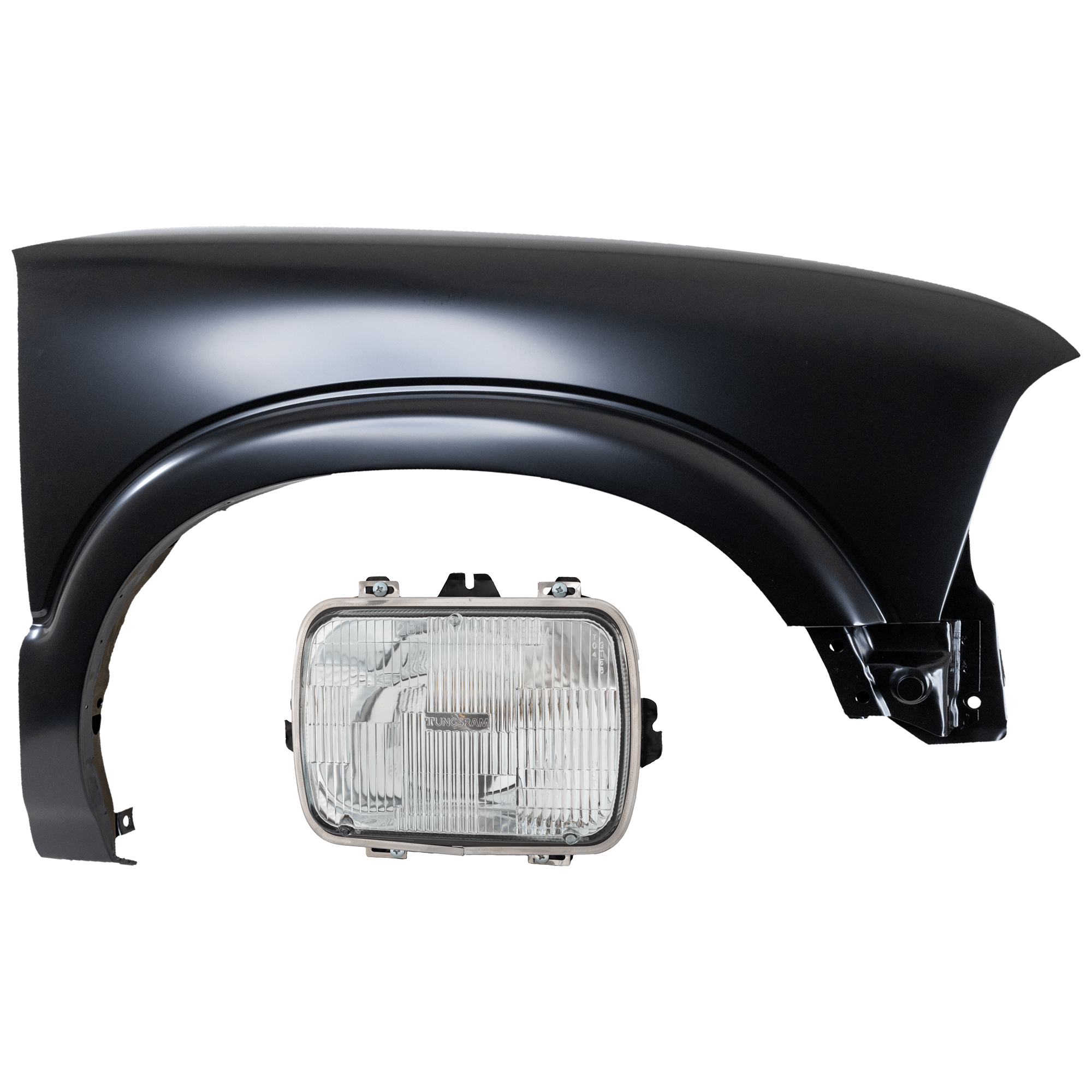 AM BLAZER 95-00 HEAD LAMP RH Assembly Halogen Sealed Beam Type Capsule Style 7 x 6 in. with Fender SKU KIT 070426-240 Partslink GM2500112 GM1241195 OEM 25949657-12472736