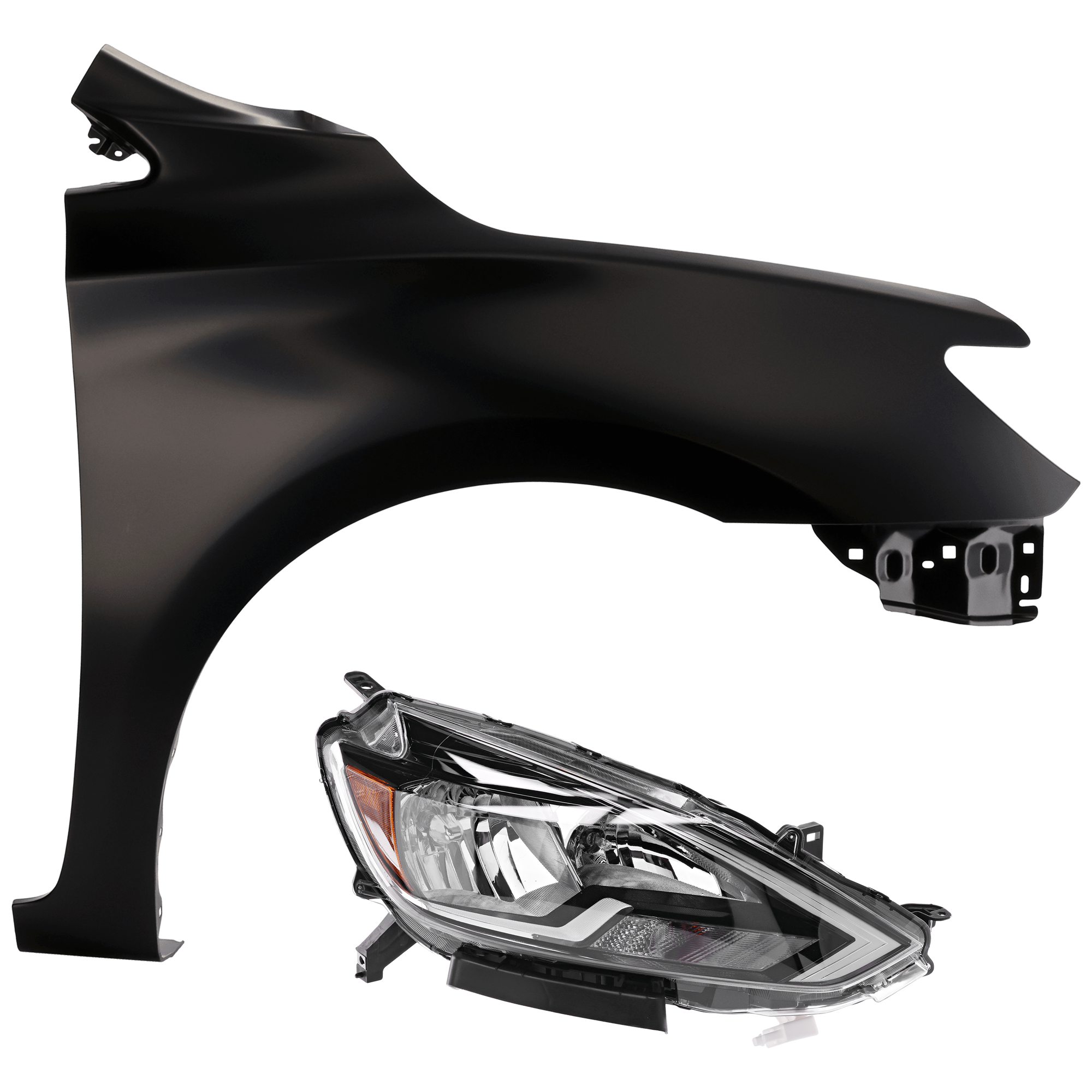 AM SENTRA 16-19 HEAD LAMP RH Assembly Halogen Except Nismo and SL Models with Fender SKU KIT 070426-245 Partslink NI2503244 NI1241222 OEM 260103YU0A F31003YUMA